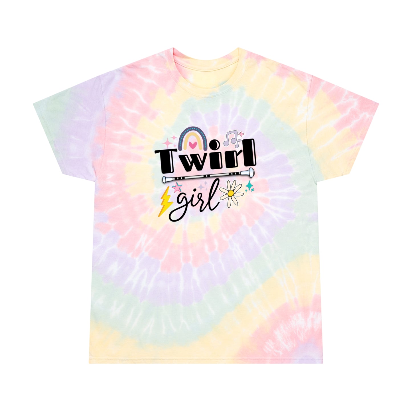 Twirl Girl Spiral Tie-Dye Tee, Competition for Baton Twirler Daughter, Recital Gift for Twirler Friend