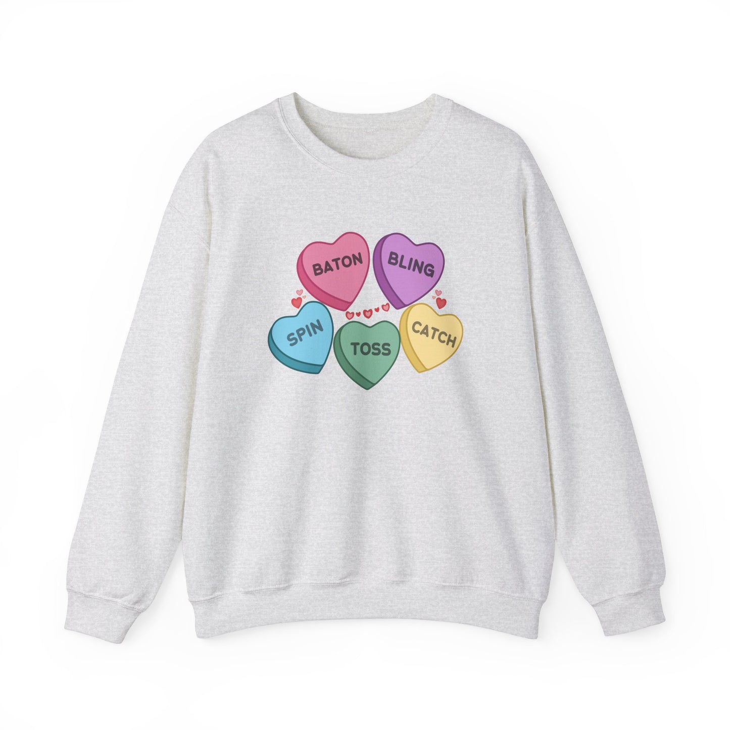 Candy Hearts Twirler Valentines Day Unisex Heavy Blend Crewneck Sweatshirt, Baton Twirler Valentines Shirt, Gift for Twirler