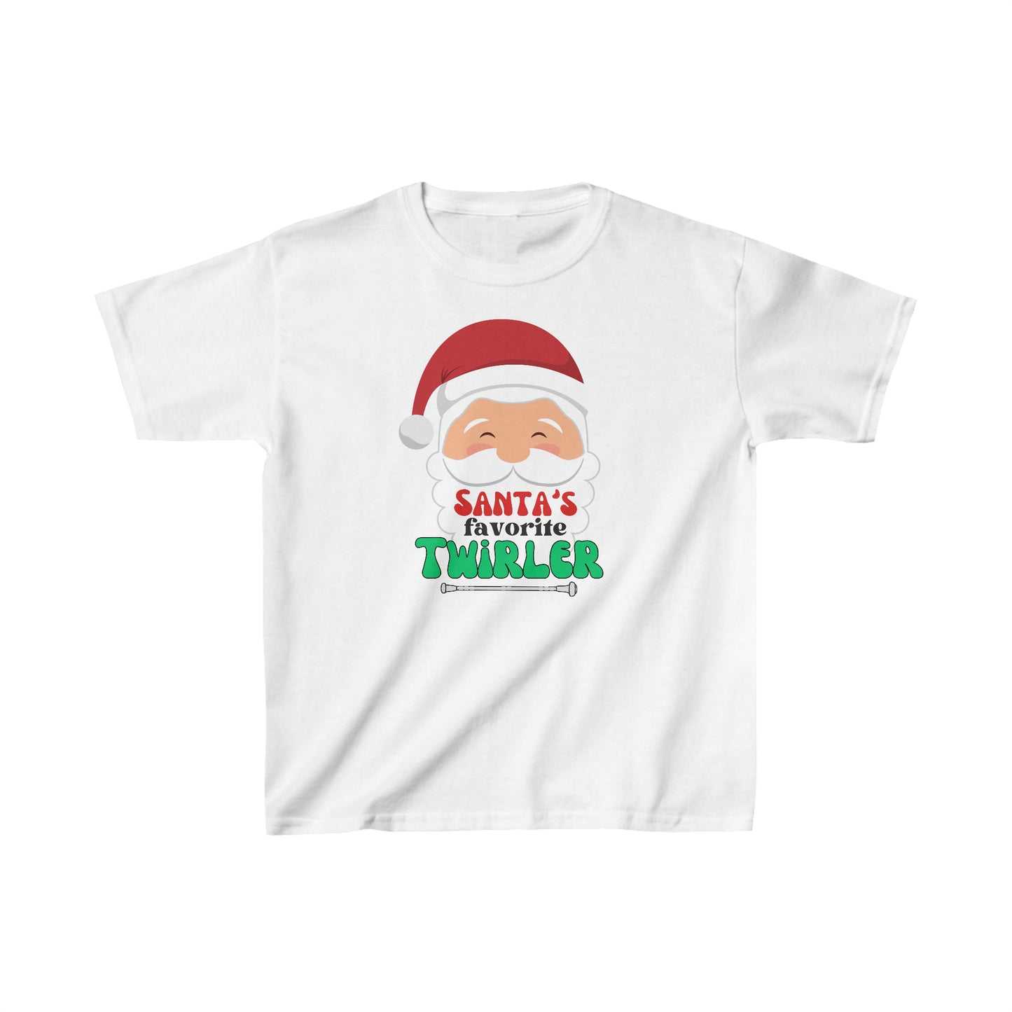 Santa's Favorite Twirler Kids Heavy Cotton Gildan Tee, Baton Twirler T-shirt, Twirler Christmas Shirt, Baton Twirler Gift