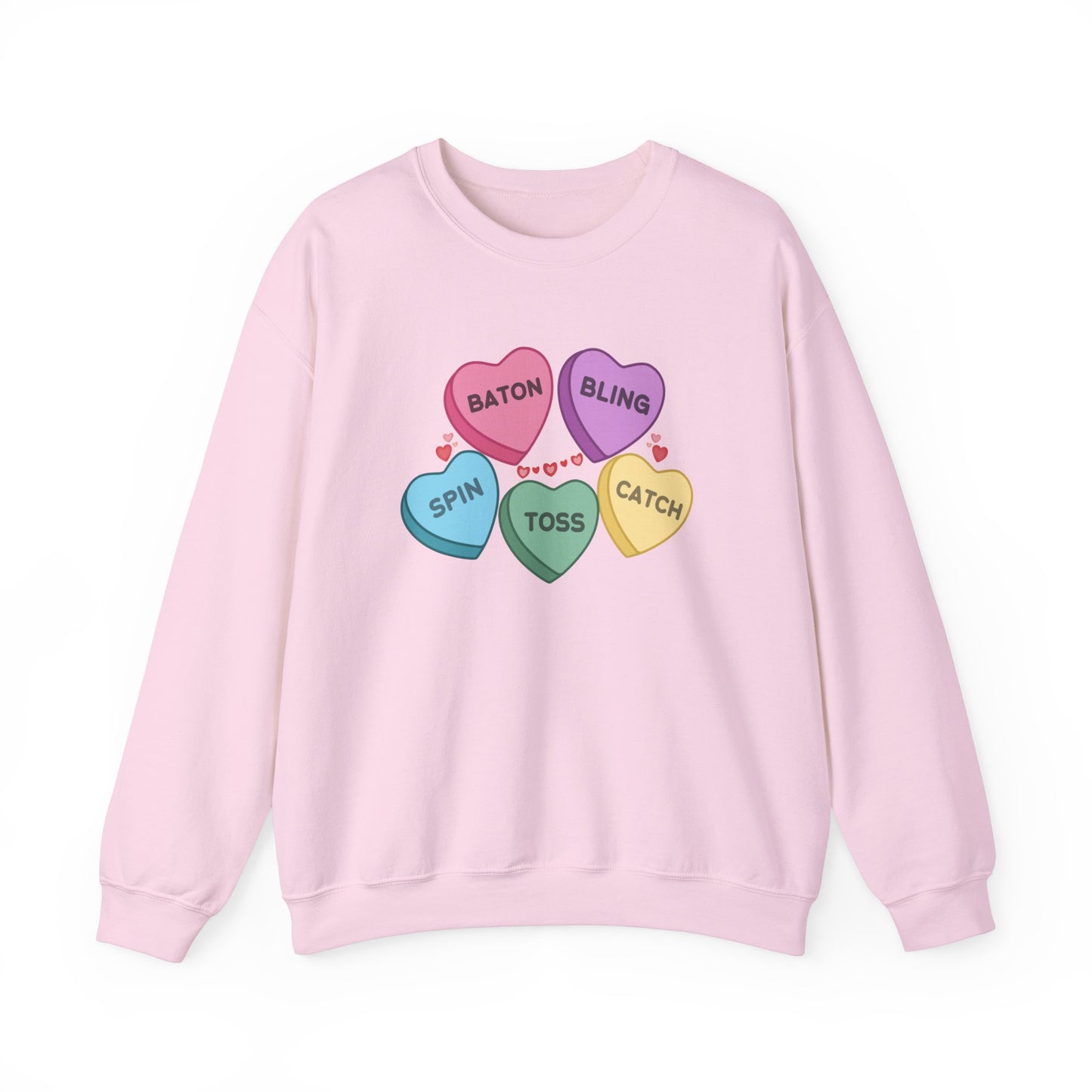 Candy Hearts Twirler Valentines Day Unisex Heavy Blend Crewneck Sweatshirt, Baton Twirler Valentines Shirt, Gift for Twirler