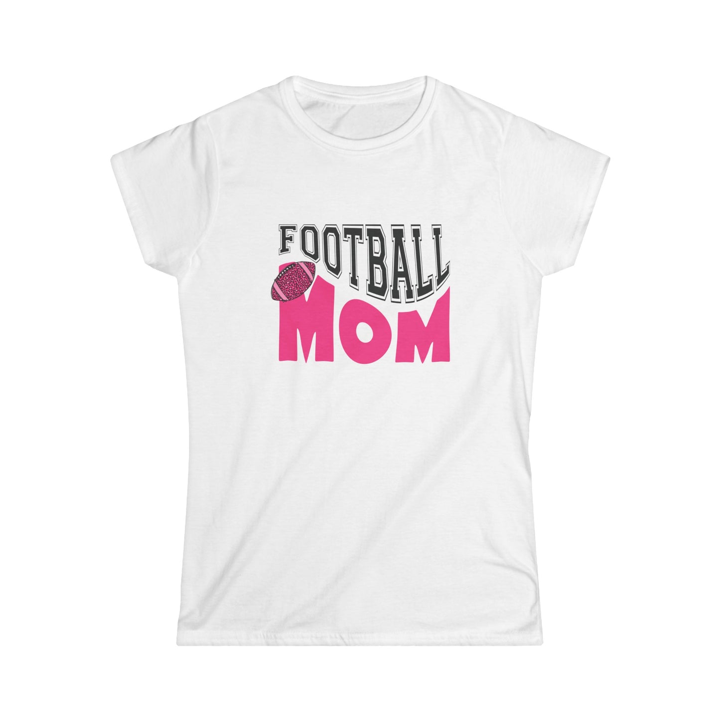 Football Mom Womens Softstyle Tee, Birthday Gift for Football Mom Friend