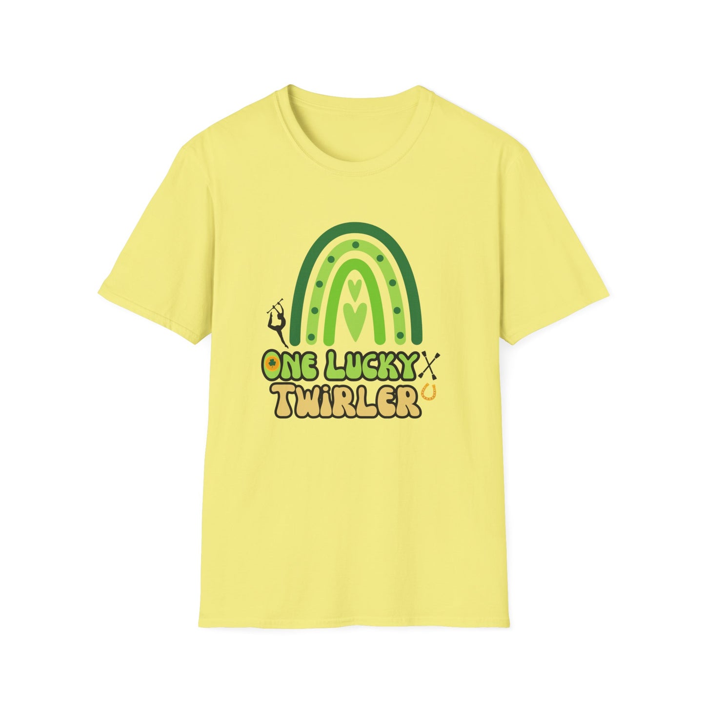 One Lucky Twirler St Patricks Day Unisex Softstyle T-Shirt, St Patricks Day Gift for Baton Twirler, Birthday Gift for Majorette