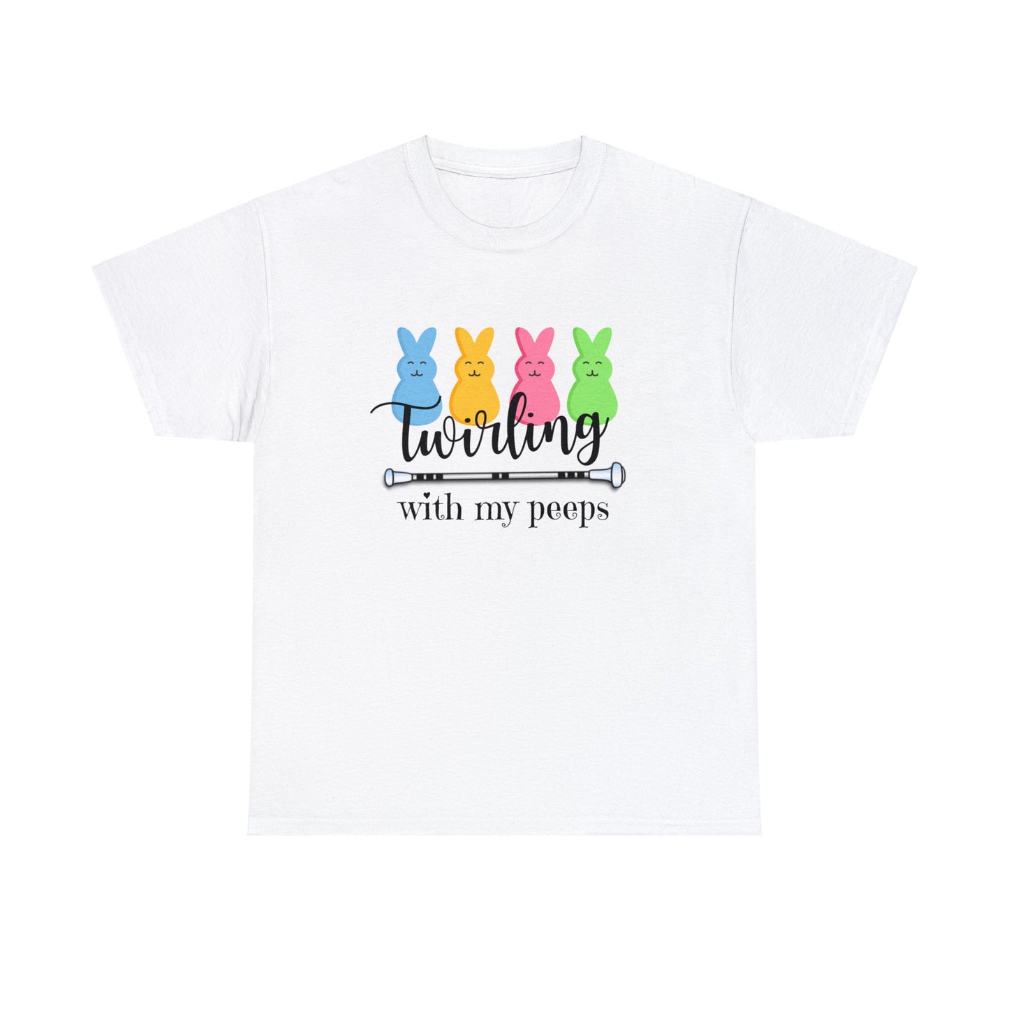 Twirling with My Peeps Unisex Heavy Cotton Tee, Easter Gift for Baton Twirler Daughter