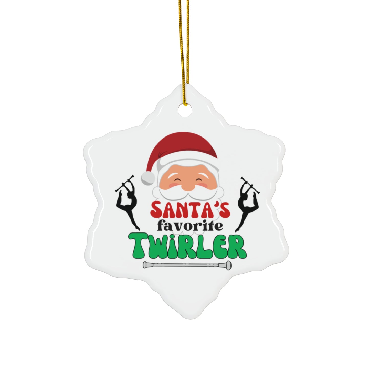 Santa's Favorite Twirler Ceramic Ornament, Circle, Snowflake Baton Twirler Christmas Gift, Holiday Ornament, Christmas Decoration