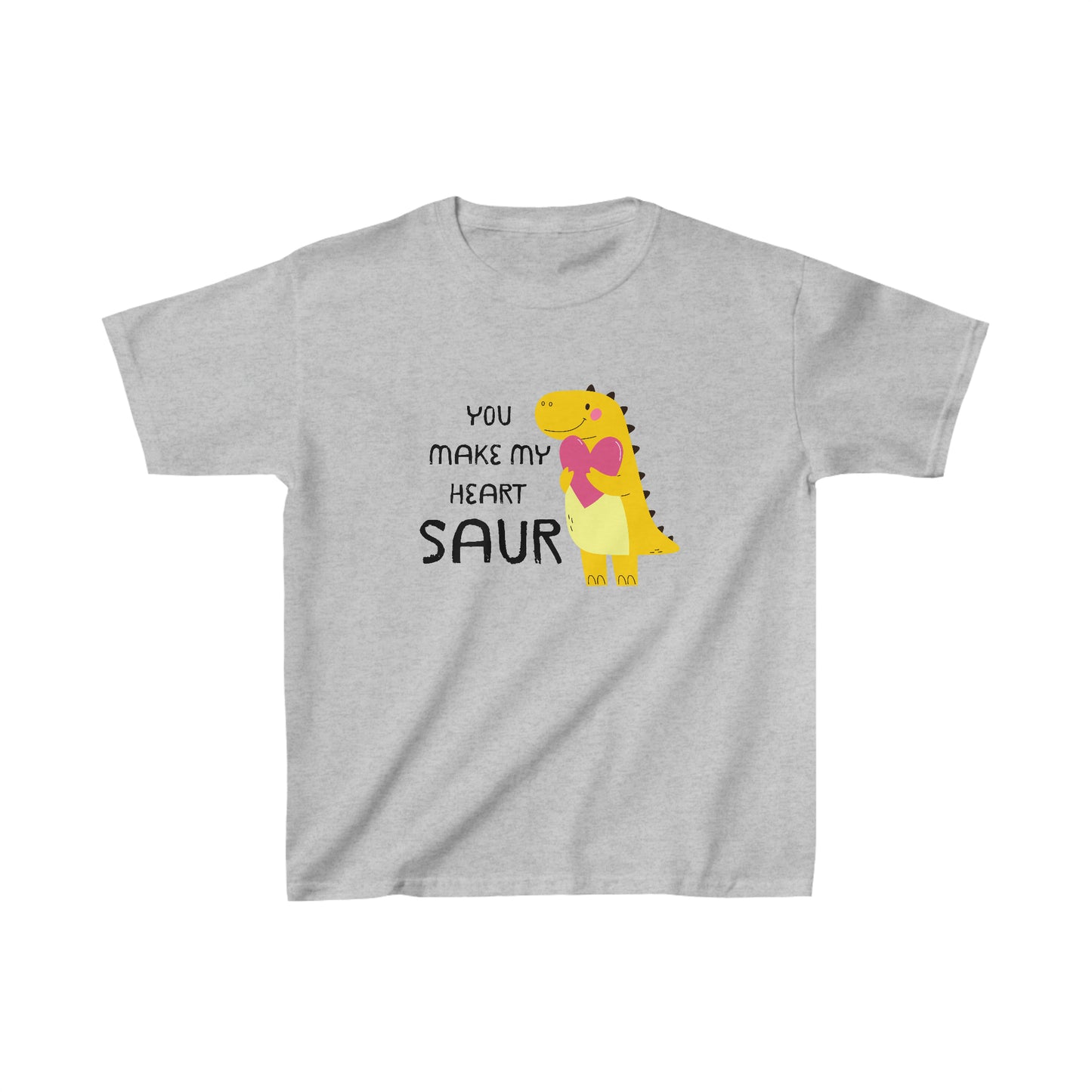 You Make My Heart Saur Dinosaur Kids Heavy Cotton Gildan Tee, T-Rex Valentines T-shirt, Kids Valentine Gift
