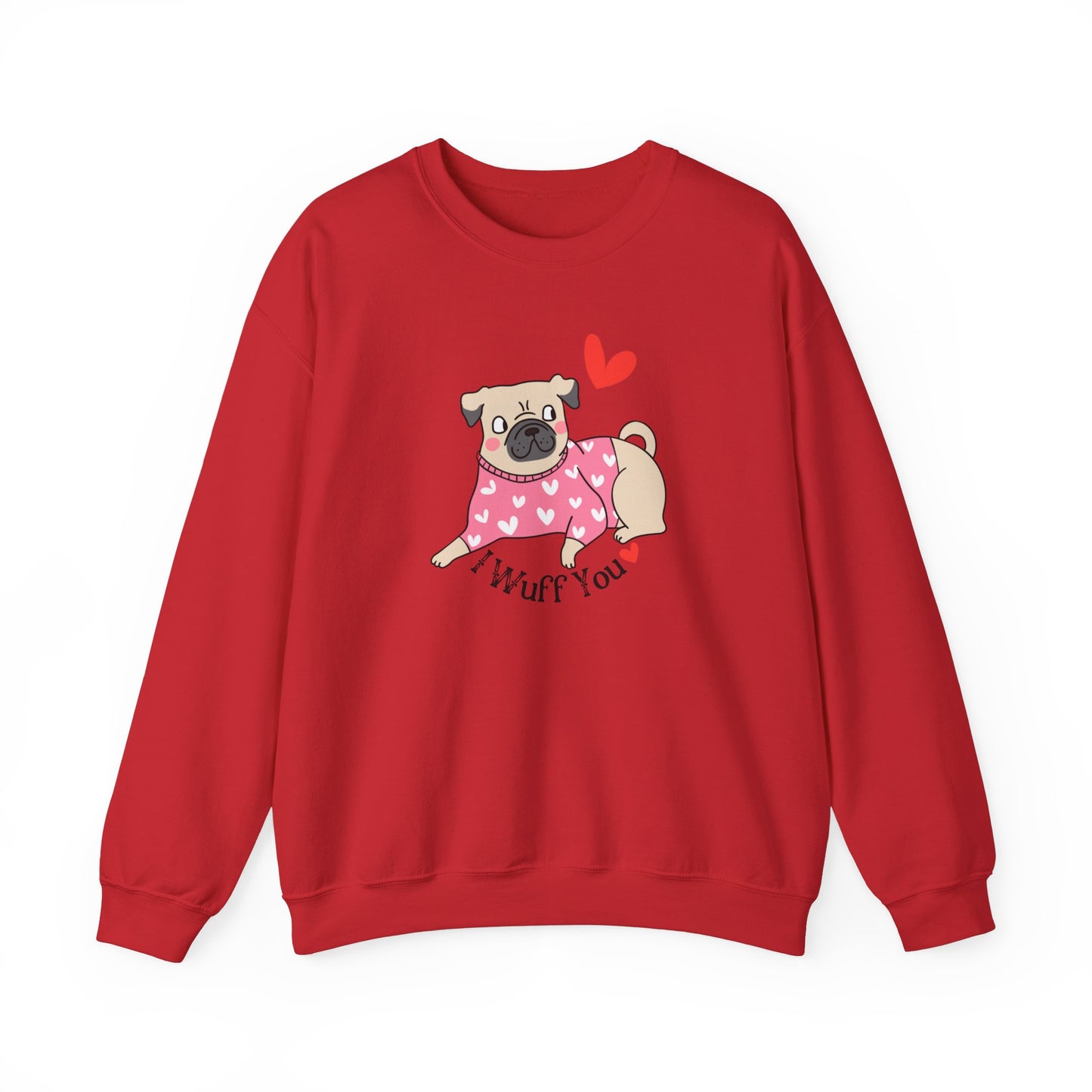 I Wuff You Valentines Day Unisex Heavy Blend Crewneck Sweatshirt, Dog Valentines Shirt, Gift for Her or Him for Valentines Day