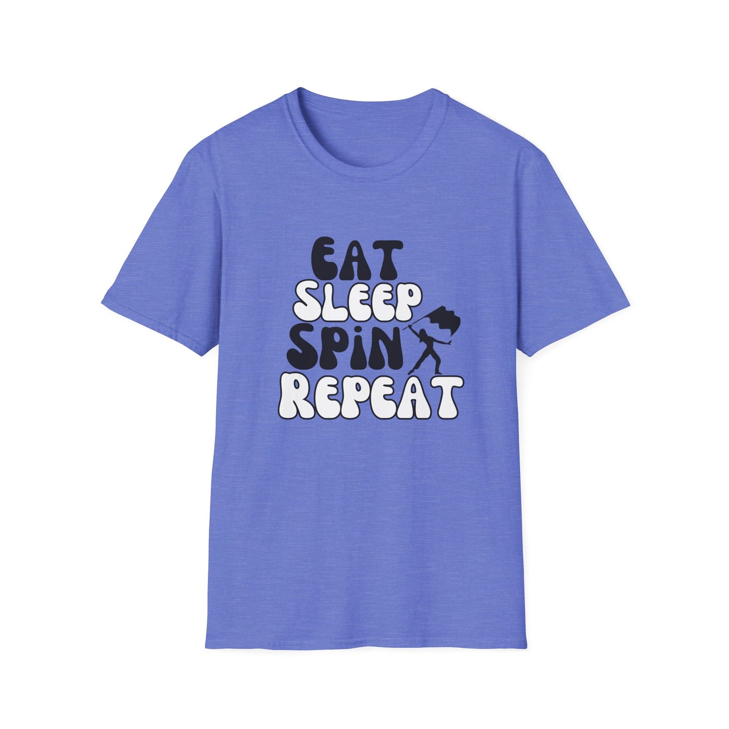 Eat Sleep Spin Repeat Color Guard Unisex Softstyle Gildan T-Shirt, Birthday Gift for Color Guard Friend