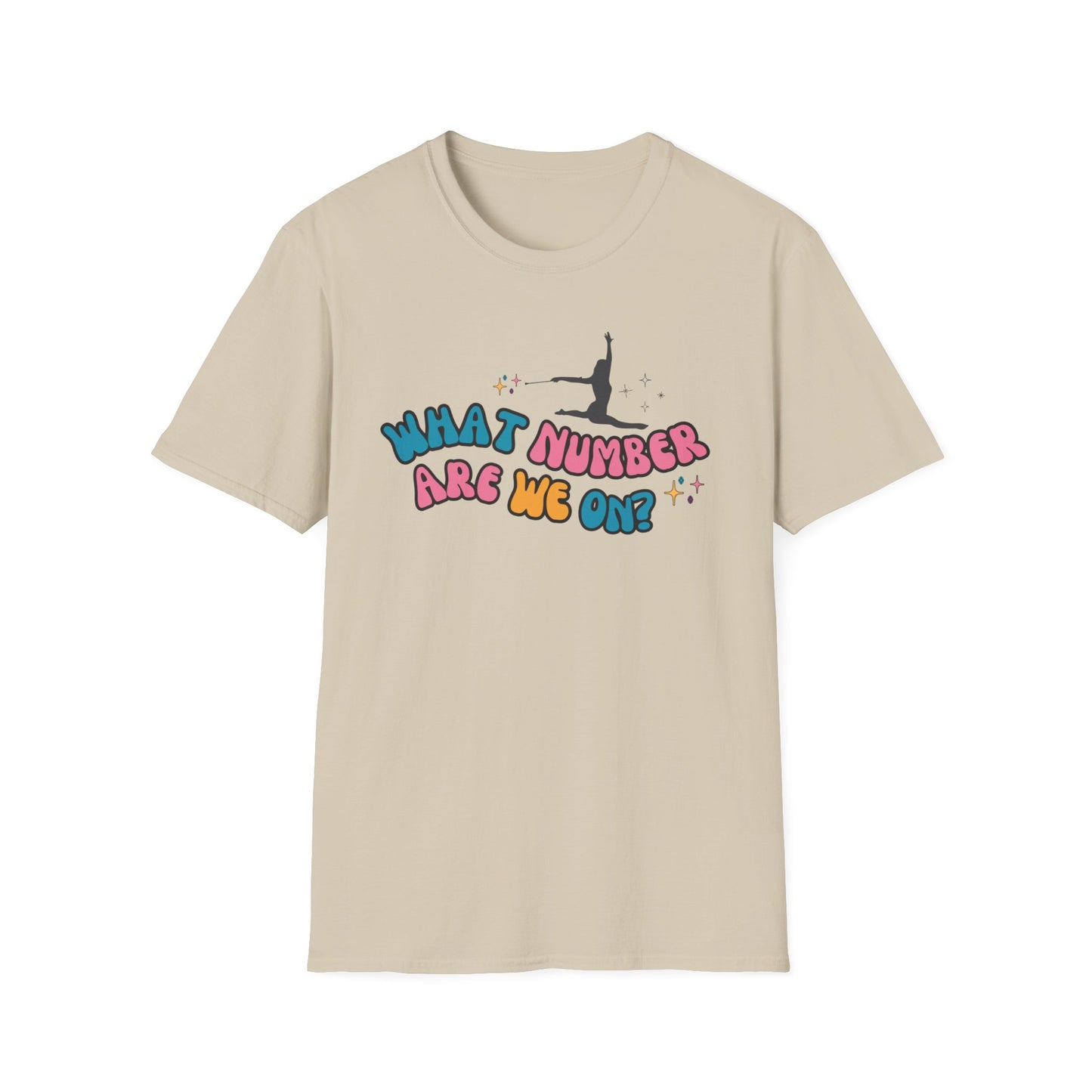 What Number Are We On Twirler Unisex Softstyle T-Shirt, Baton Twirler Gift for Competition, Birthday Gift for Twirl Mom