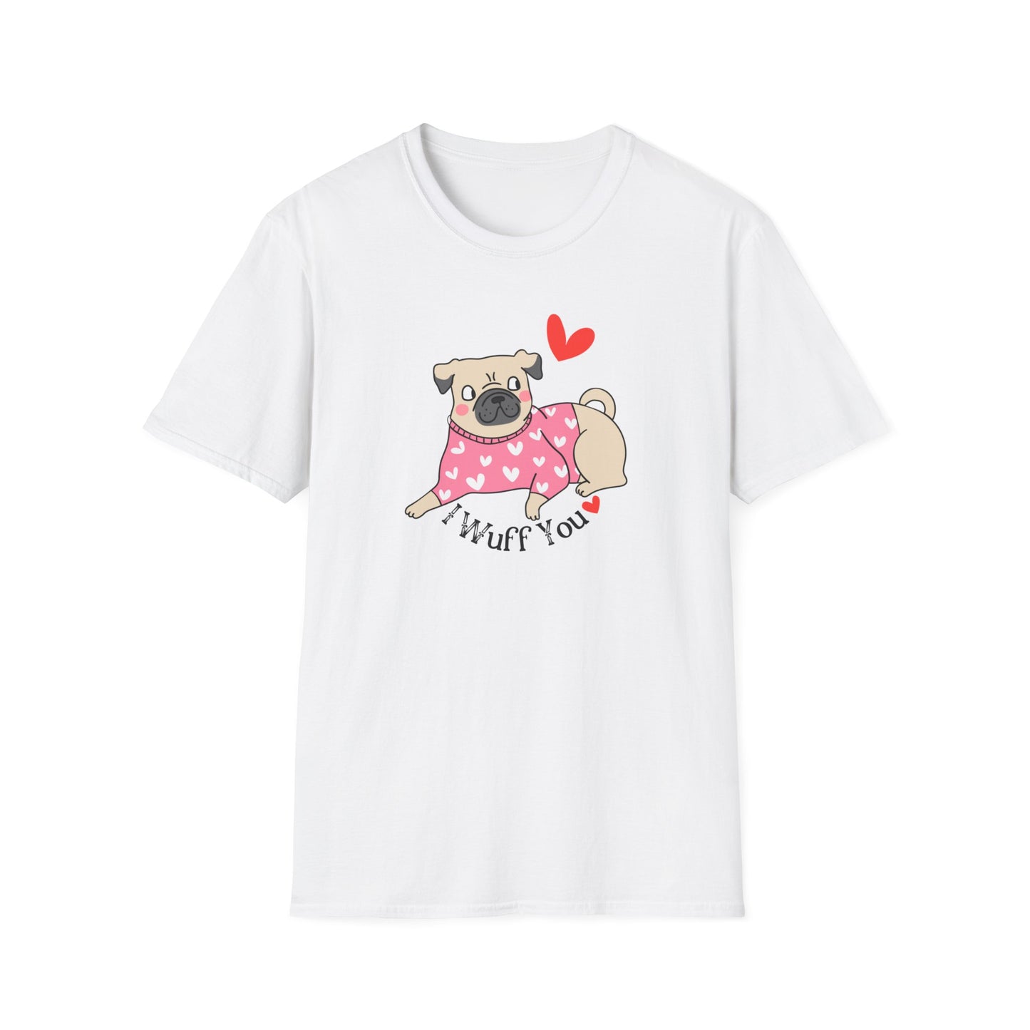 I Wuff You Unisex Softstyle T-Shirt, Dog Valentines Day T-Shirt, Gift for Her or Him for Valentines Day