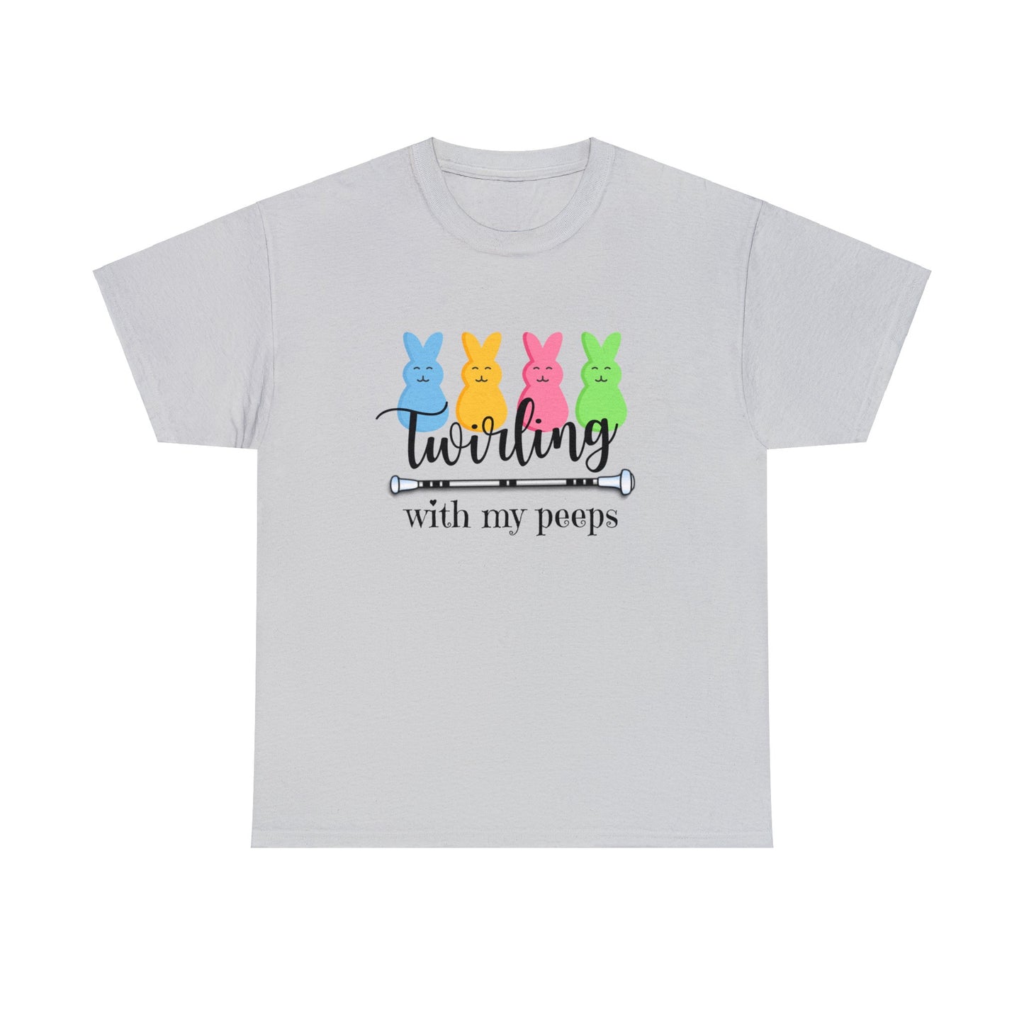 Twirling with My Peeps Unisex Heavy Cotton Tee, Easter Gift for Baton Twirler Daughter