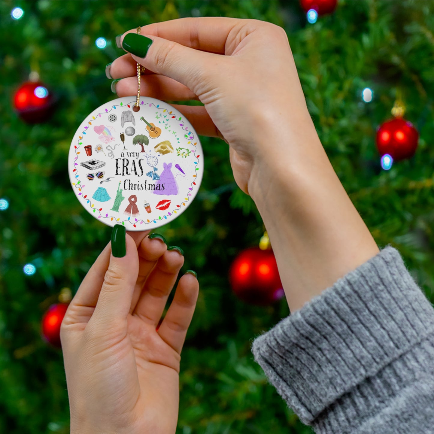 A Very ERAS Christmas Taylor Swift Ceramic Christmas Ornament, Circle Swiftie Ornament, Eras Tour Ornament, Swiftie Christmas Gift