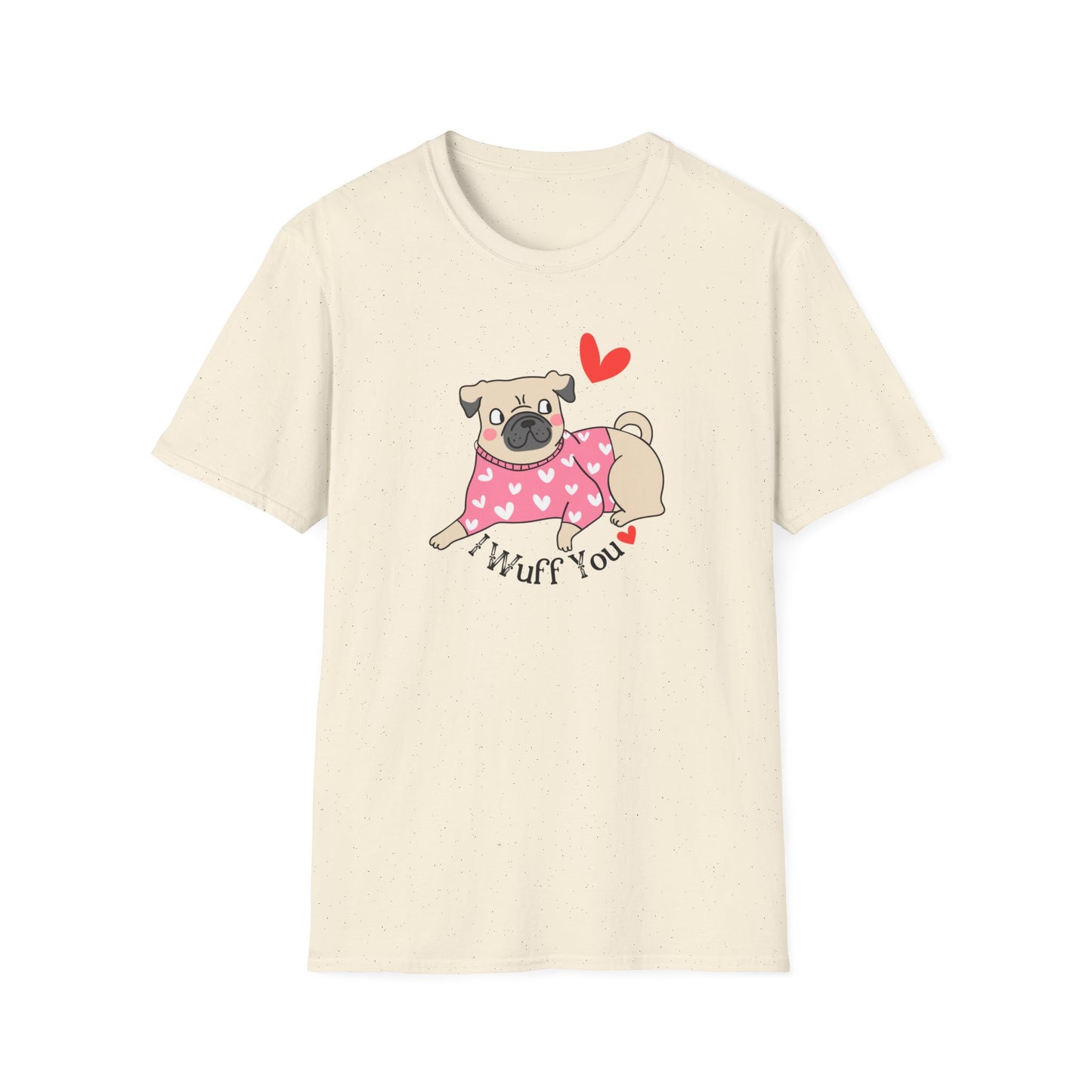 I Wuff You Unisex Softstyle T-Shirt, Dog Valentines Day T-Shirt, Gift for Her or Him for Valentines Day
