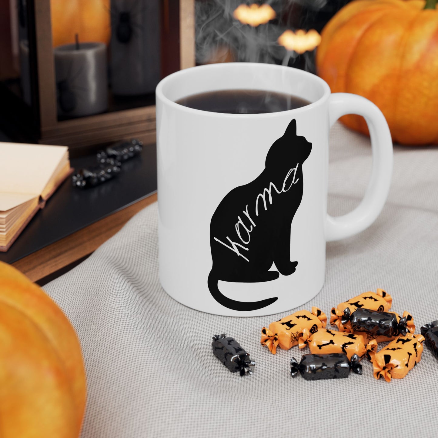 Karma is a Cat Swiftie Ceramic Mug 11oz, Swiftie Coffee Cup, Swiftie Gift, Taylor Swift Fan Mug