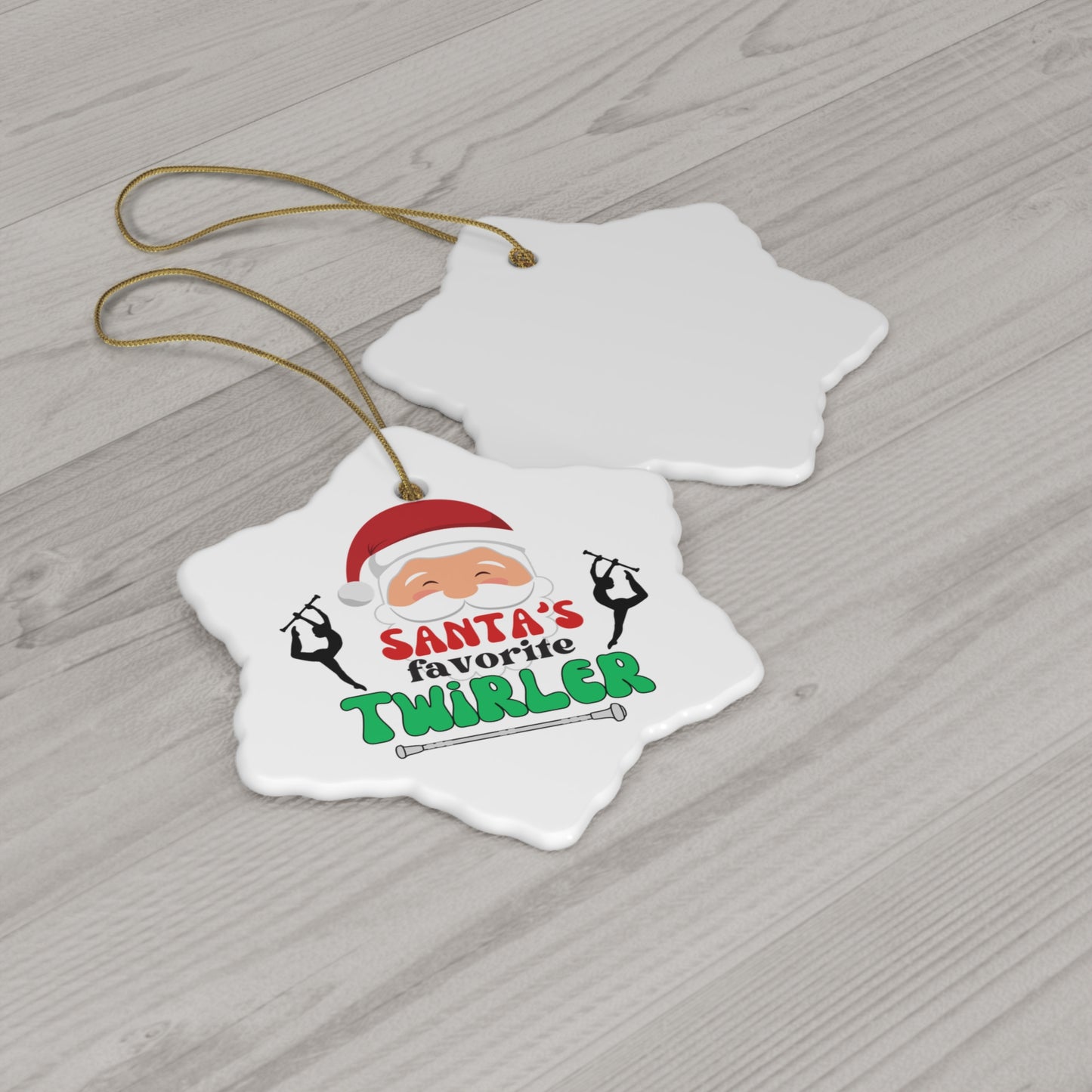 Santa's Favorite Twirler Ceramic Ornament, Circle, Snowflake Baton Twirler Christmas Gift, Holiday Ornament, Christmas Decoration