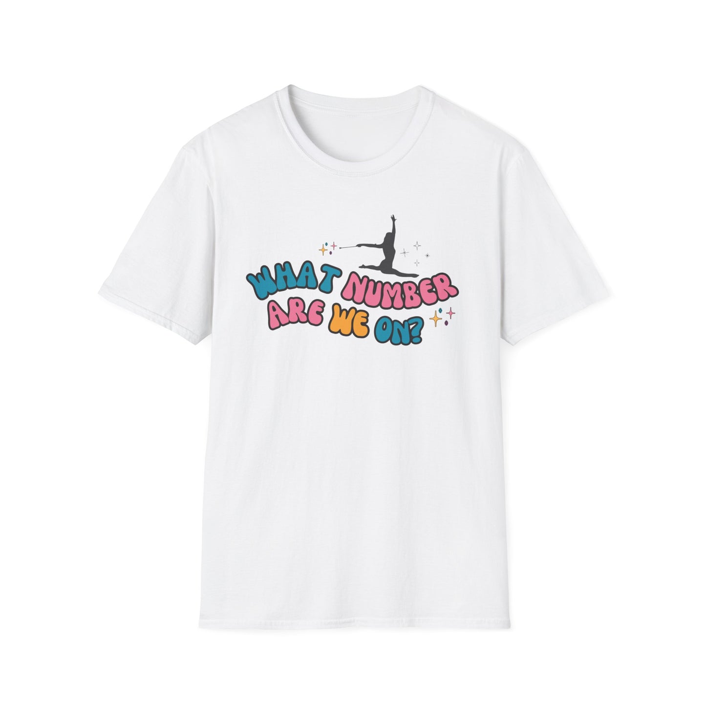 What Number Are We On Twirler Unisex Softstyle T-Shirt, Baton Twirler Gift for Competition, Birthday Gift for Twirl Mom