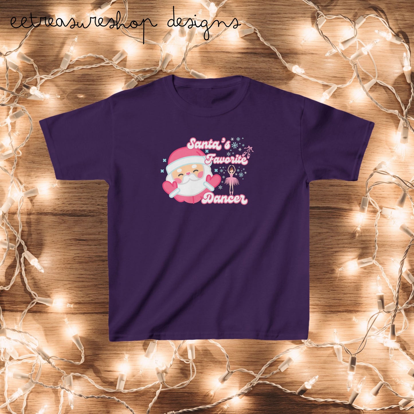 Christmas Ballet Dancer Kids Tee, Santas Favorite Dancer Shirt, Holiday Gift for Children, Dance Lover Present, Festive Child Apparel