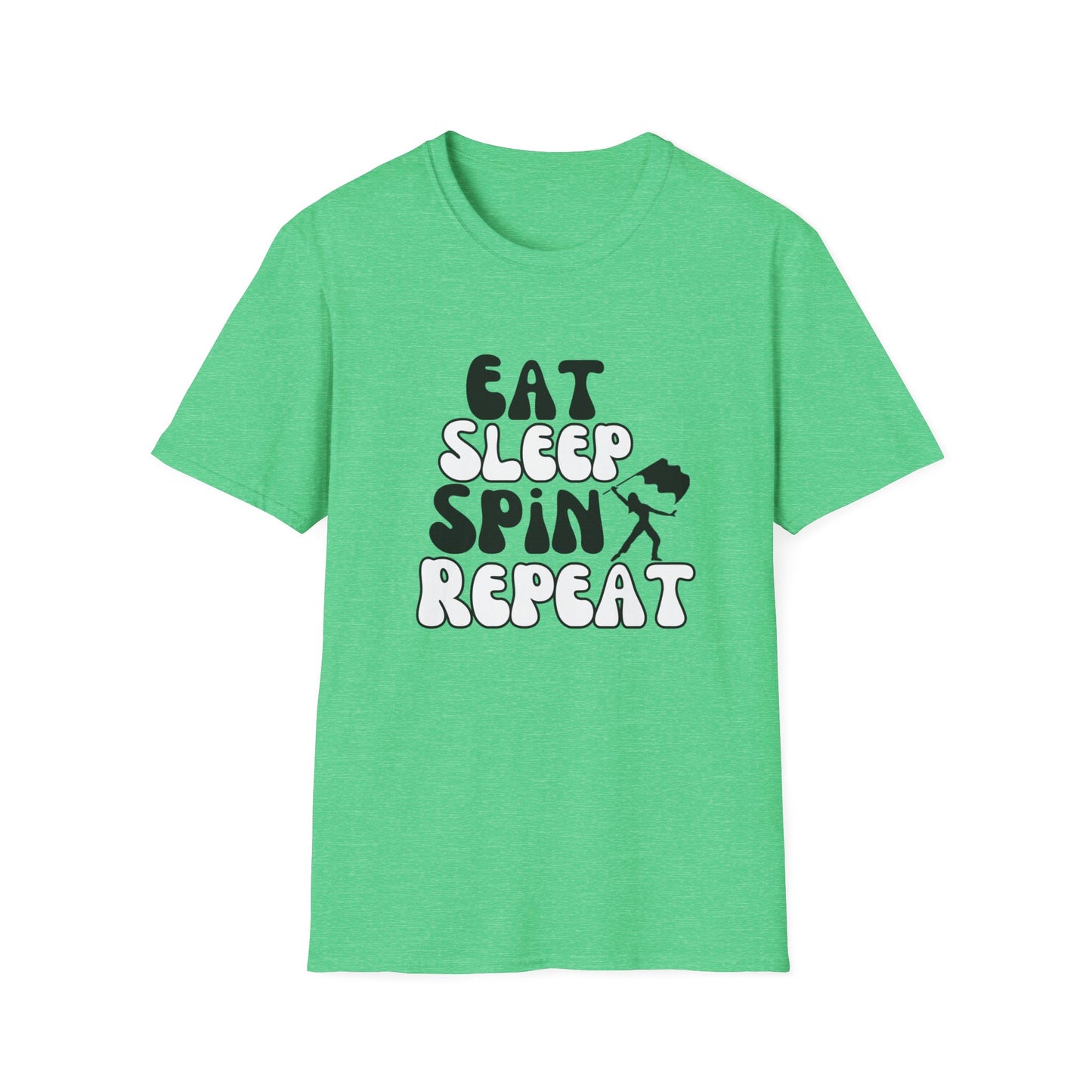 Eat Sleep Spin Repeat Color Guard Unisex Softstyle Gildan T-Shirt, Birthday Gift for Color Guard Friend