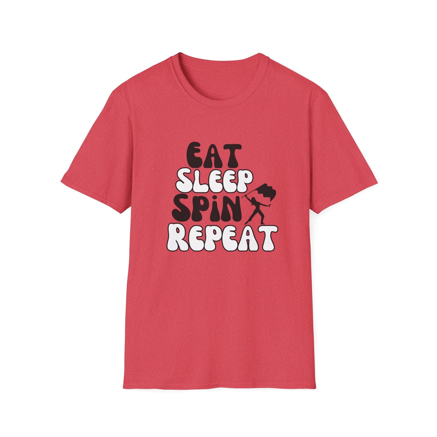 Eat Sleep Spin Repeat Color Guard Unisex Softstyle Gildan T-Shirt, Birthday Gift for Color Guard Friend