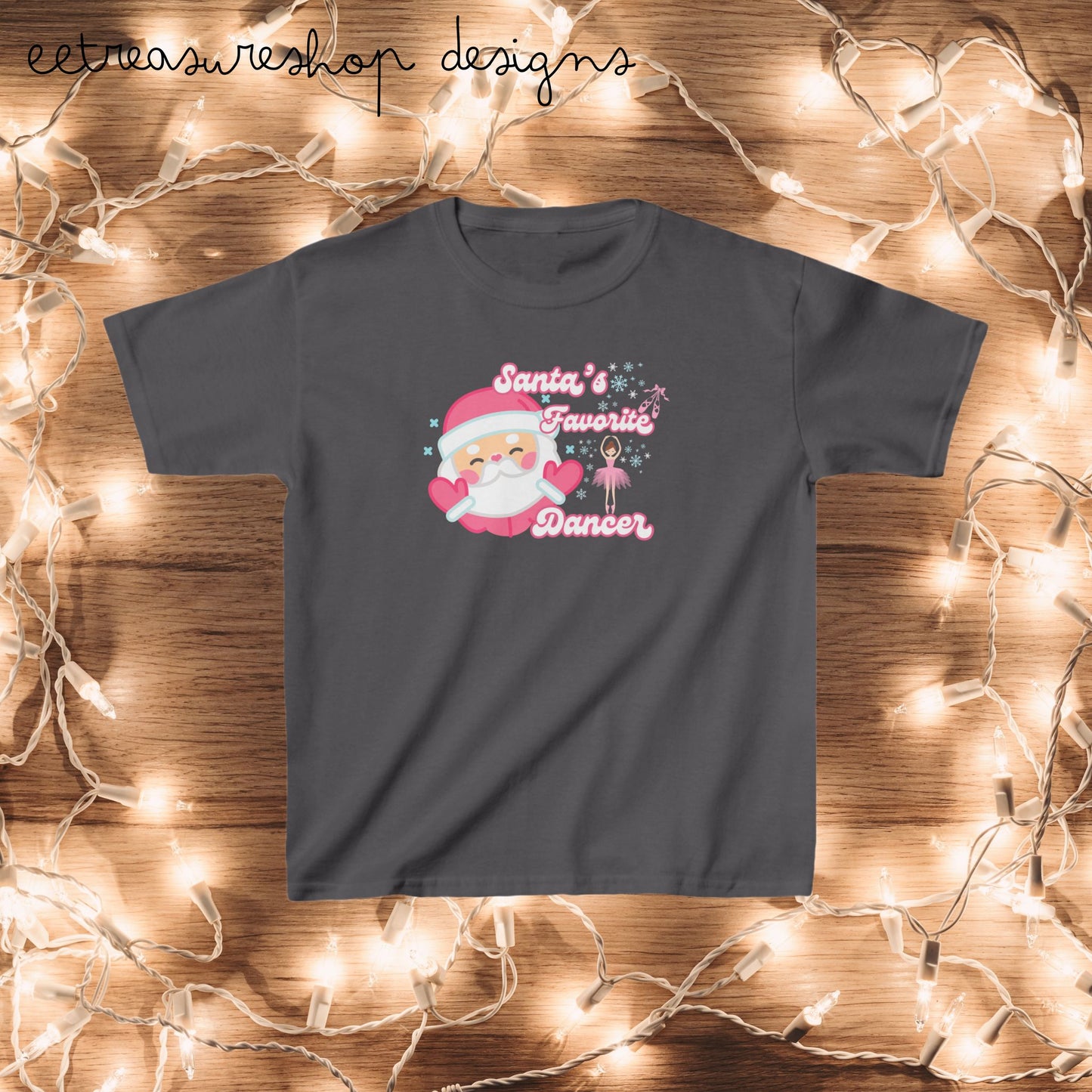 Christmas Ballet Dancer Kids Tee, Santas Favorite Dancer Shirt, Holiday Gift for Children, Dance Lover Present, Festive Child Apparel