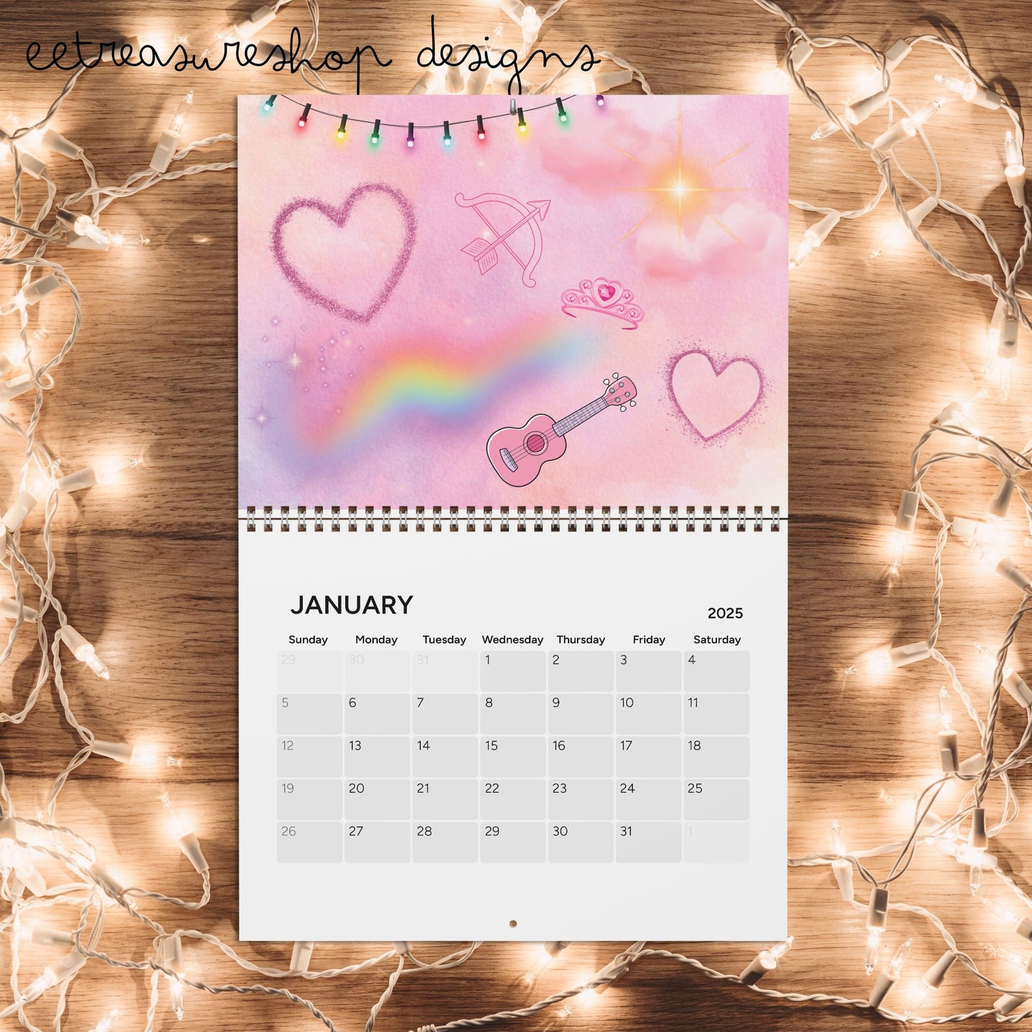 2025 Calendar, Music Lovers Gift, Eras Calendar, Music Tour, Pop Singer Fan, Wall Calendar, Gift for Music Enthusiasts, Music History