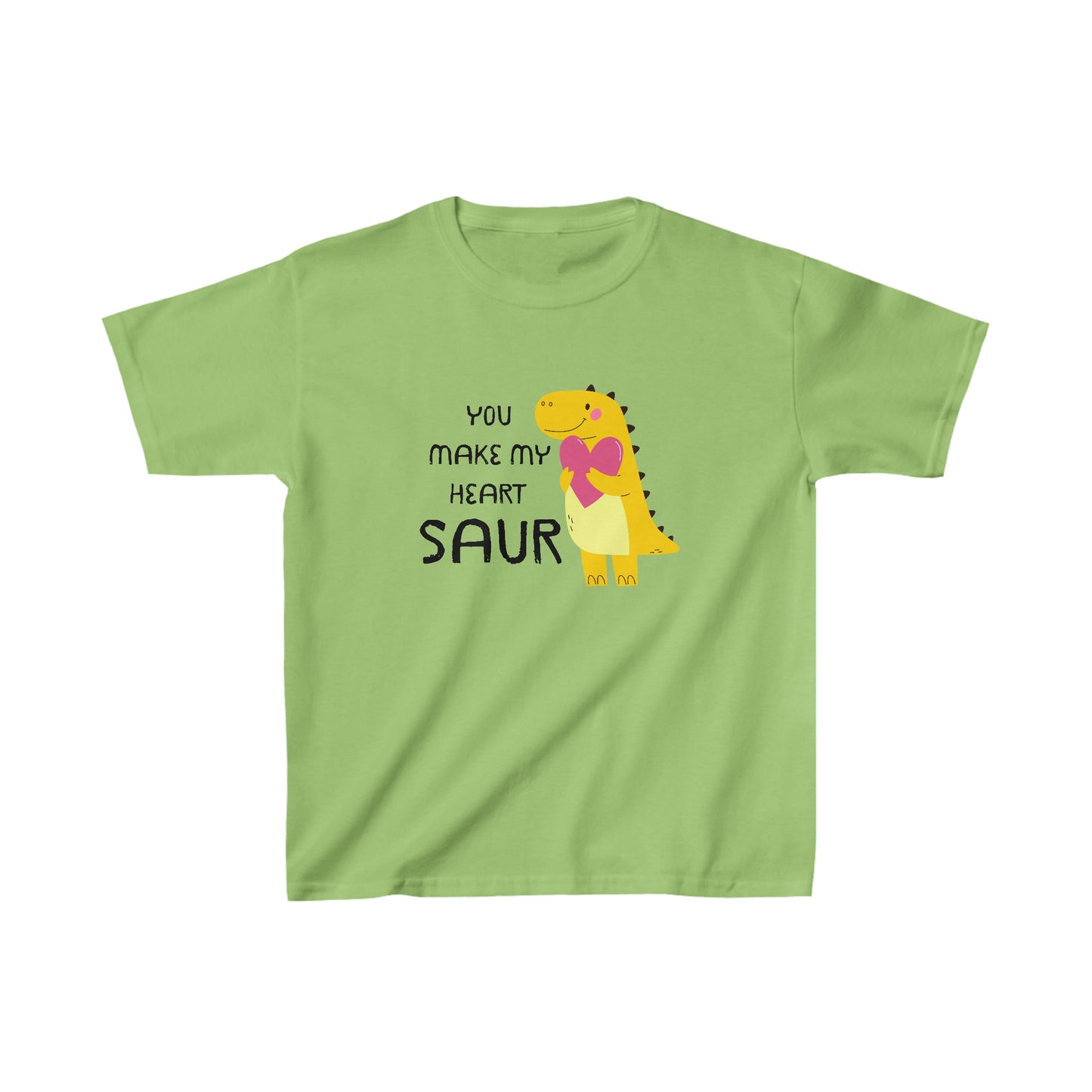 You Make My Heart Saur Dinosaur Kids Heavy Cotton Gildan Tee, T-Rex Valentines T-shirt, Kids Valentine Gift