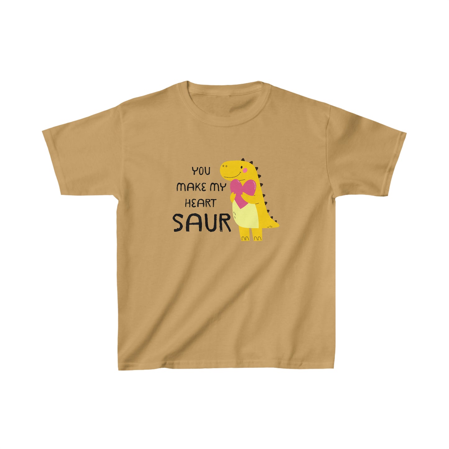You Make My Heart Saur Dinosaur Kids Heavy Cotton Gildan Tee, T-Rex Valentines T-shirt, Kids Valentine Gift