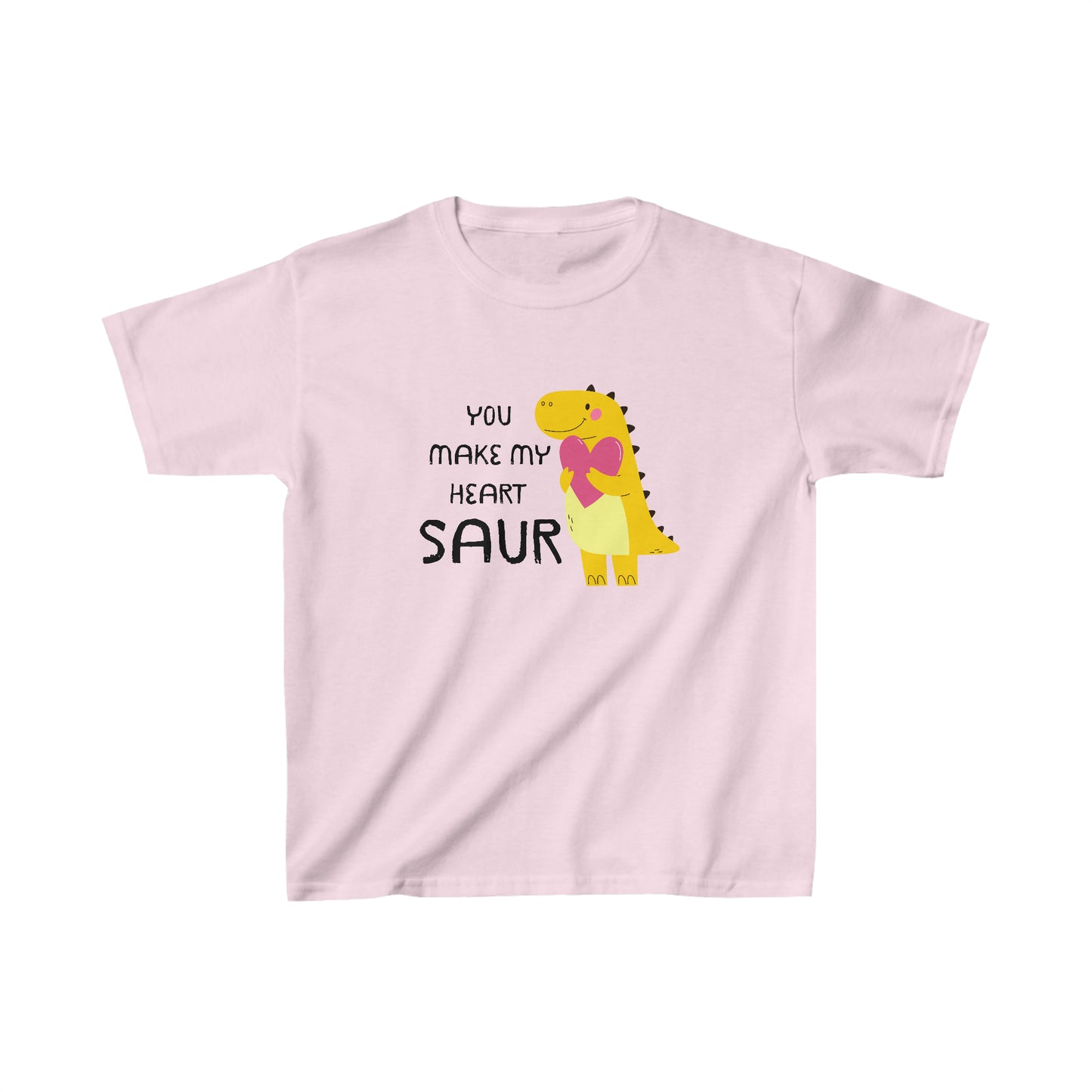 You Make My Heart Saur Dinosaur Kids Heavy Cotton Gildan Tee, T-Rex Valentines T-shirt, Kids Valentine Gift