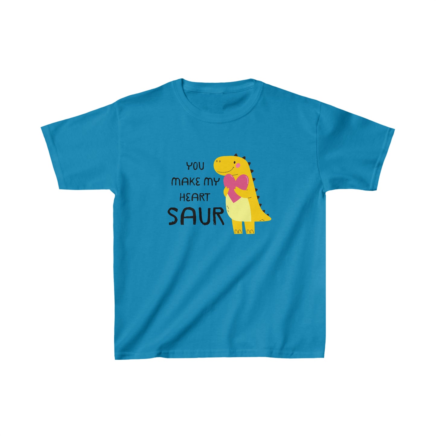 You Make My Heart Saur Dinosaur Kids Heavy Cotton Gildan Tee, T-Rex Valentines T-shirt, Kids Valentine Gift