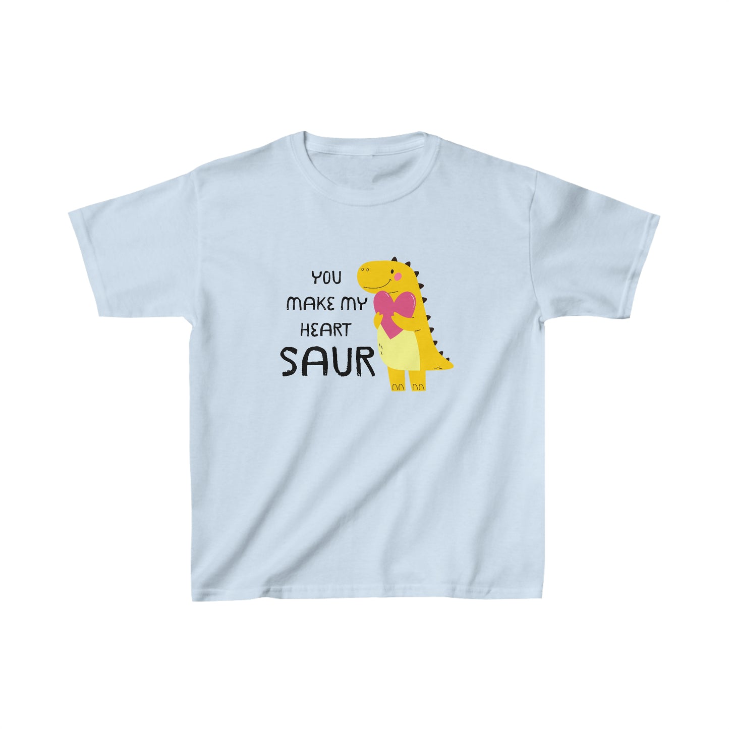 You Make My Heart Saur Dinosaur Kids Heavy Cotton Gildan Tee, T-Rex Valentines T-shirt, Kids Valentine Gift