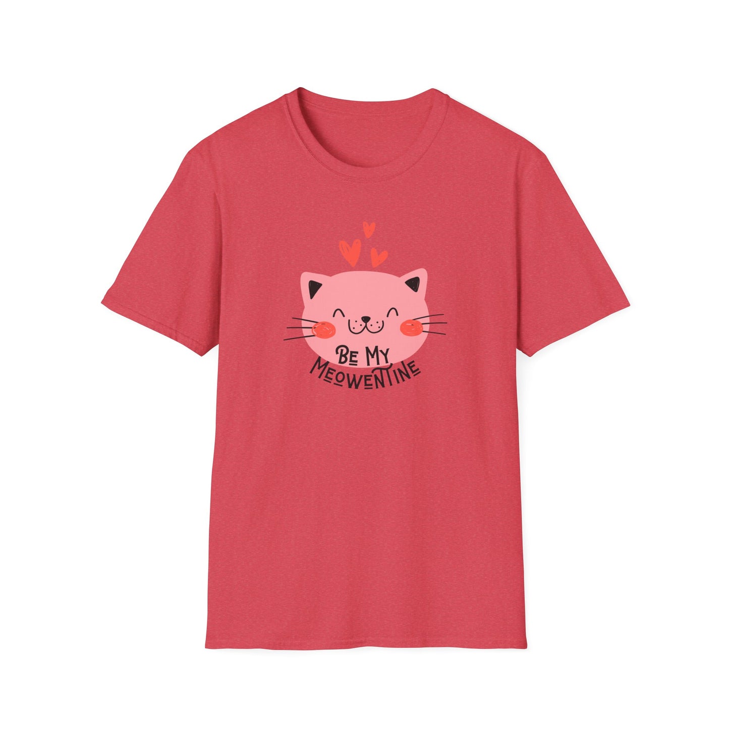 Be My Meowentine Unisex Softstyle T-Shirt, Cat Valentines Day T-Shirt, Gift for Her or Him for Valentines Day