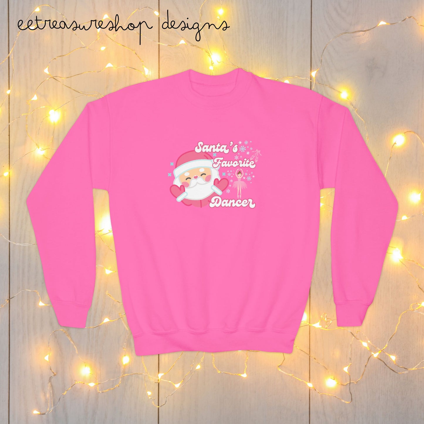 Dancer Christmas Gift Youth Sweatshirt, Santas Favorite Dancer, Holiday Dance Apparel, Festive Gift for Dancers, Crewneck Jumper for Teens