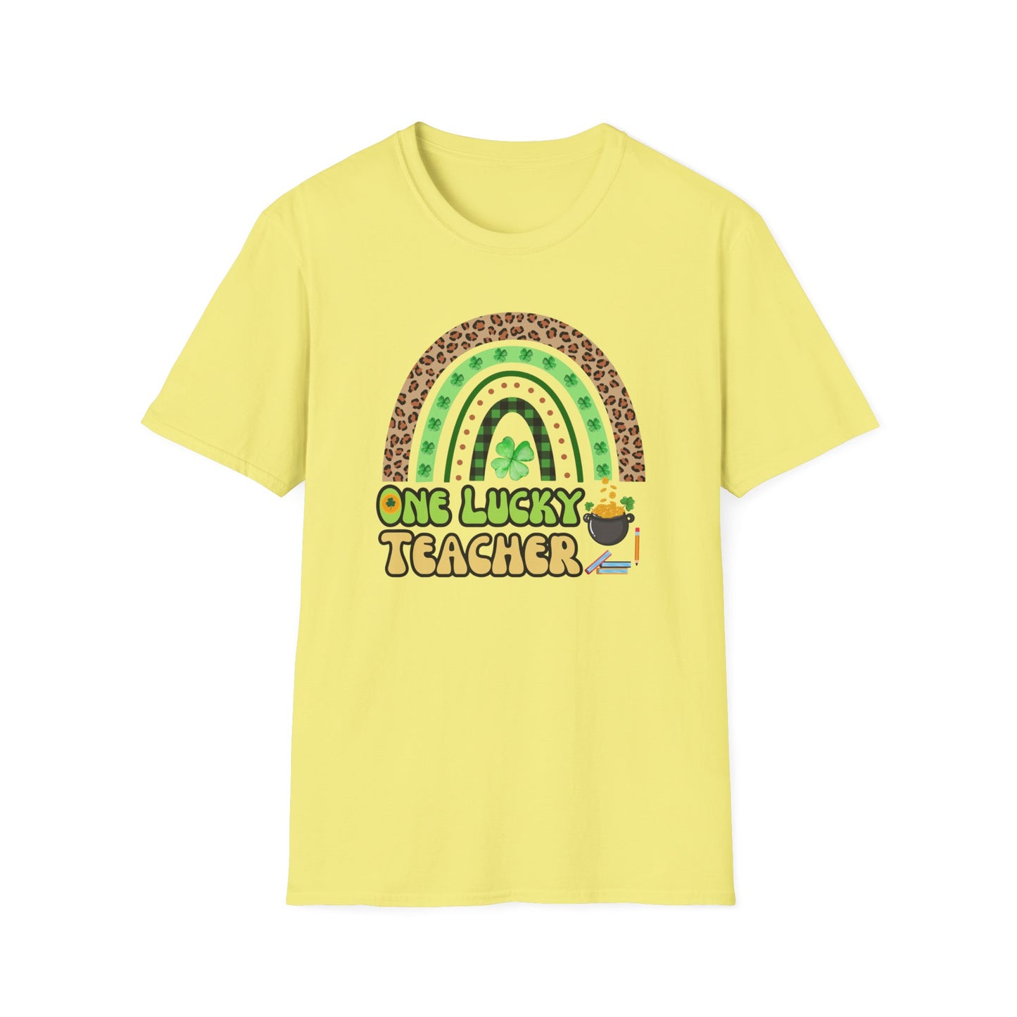 One Lucky Teacher St Patricks Day Unisex Softstyle T-Shirt, St Patricks Day Gift for Teacher Friend, Birthday Gift for Teacher
