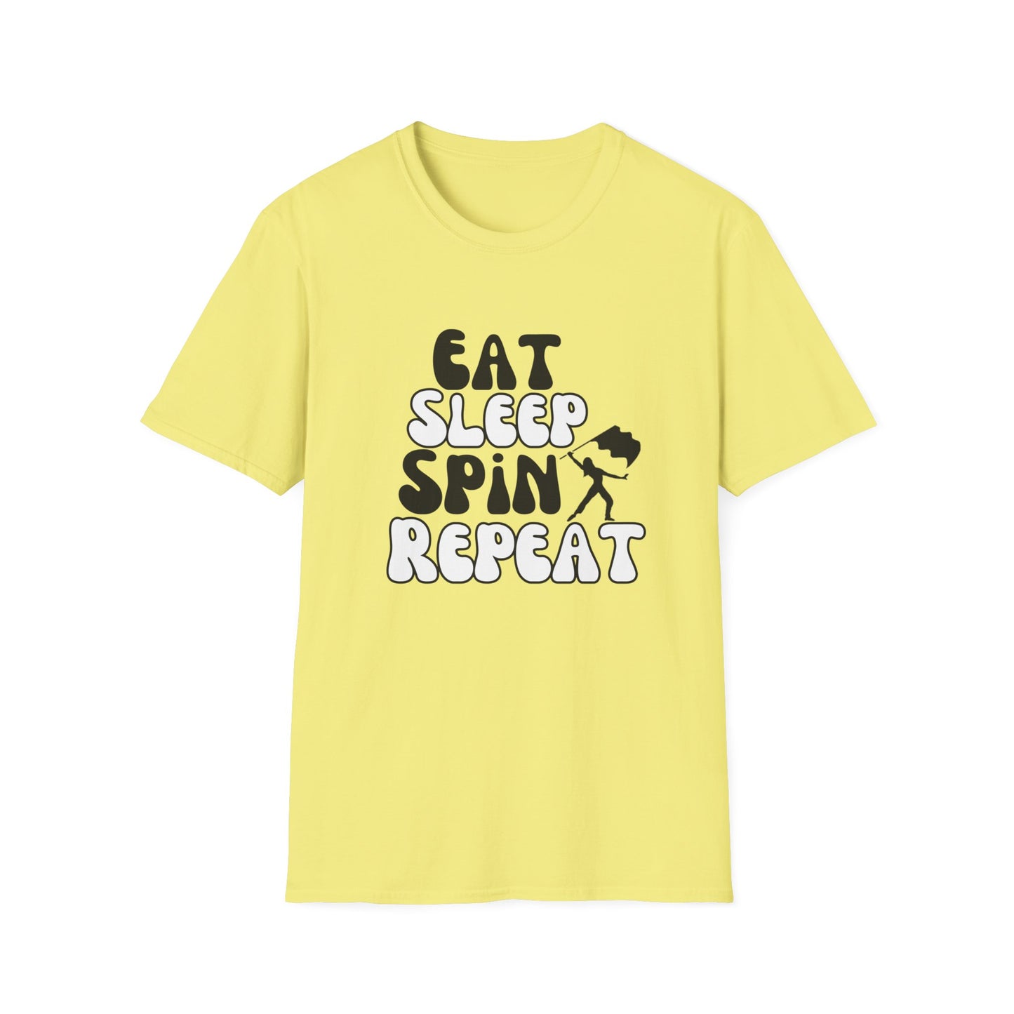 Eat Sleep Spin Repeat Color Guard Unisex Softstyle Gildan T-Shirt, Birthday Gift for Color Guard Friend