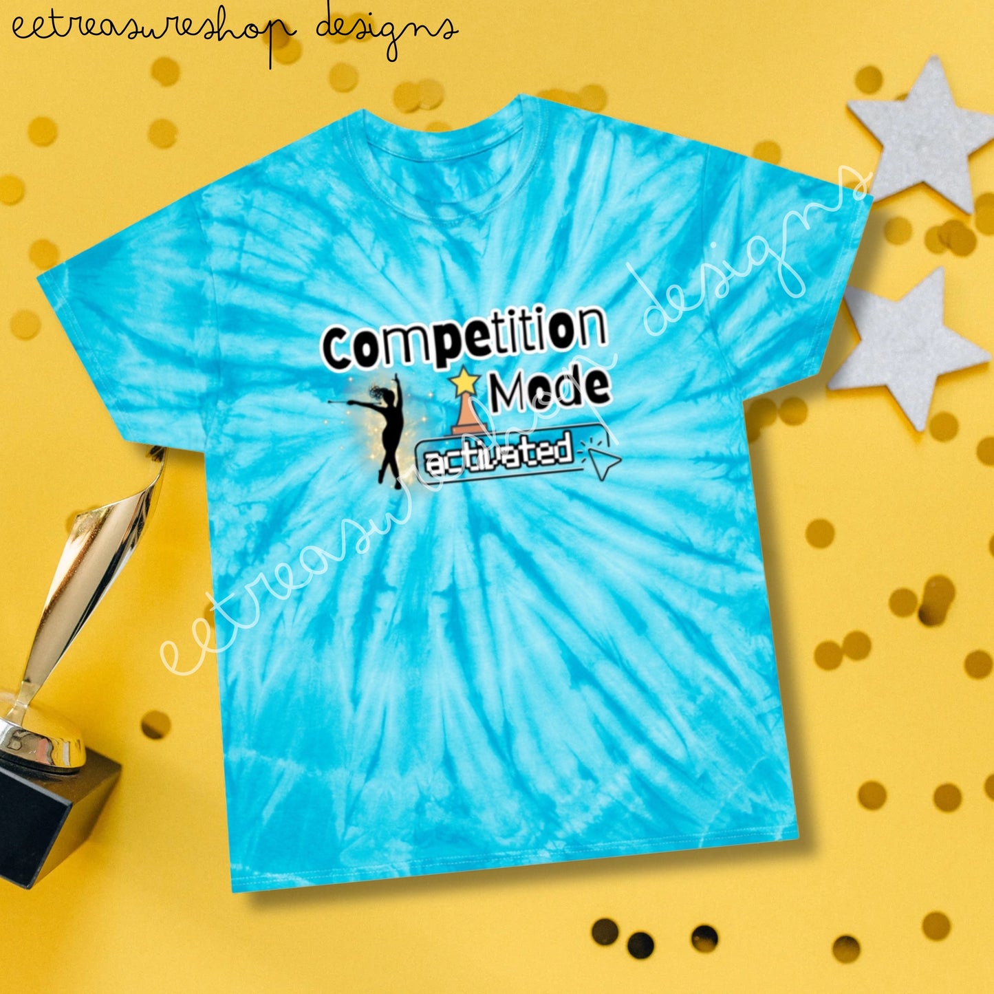 Competition Mode Activated Baton Twirler Cyclone Tie-Dye Tee, Birthday Gift for Twirler Daughter