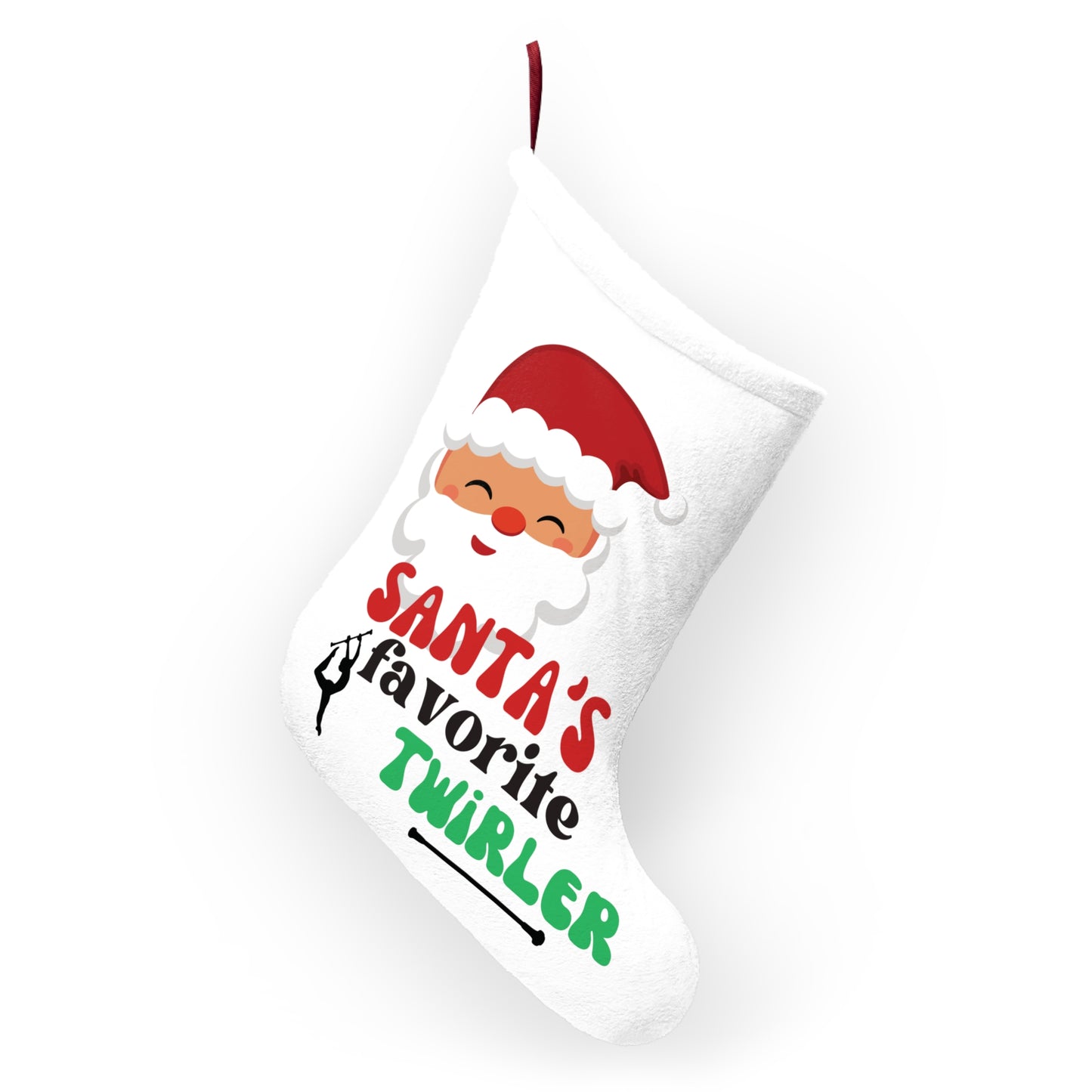 Twirler Christmas Stocking, Majorette Gift, Twirler Stocking, Santas Favorite Baton Twirler Holiday Stocking