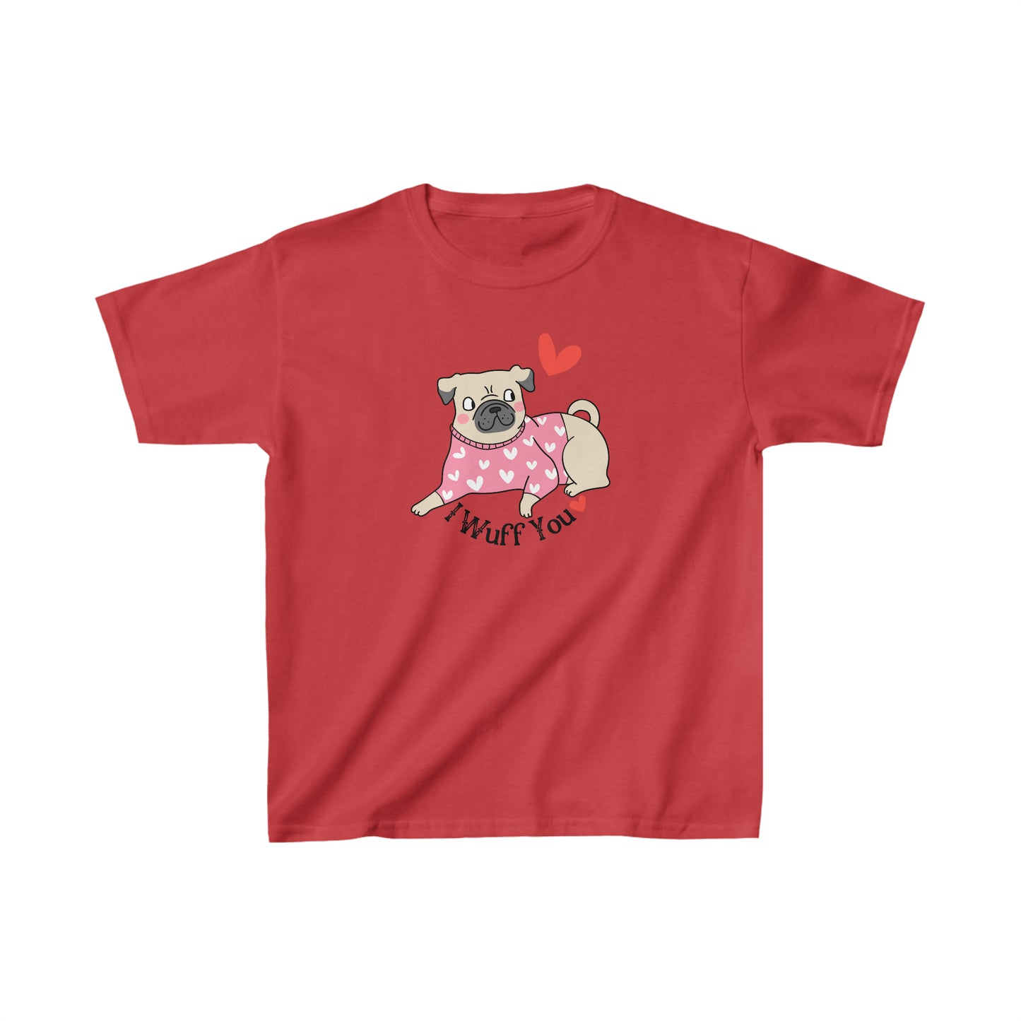 I Wuff You Kids Heavy Cotton Gildan Tee, Dog Valentines T-shirt, Kids Valentine Gift