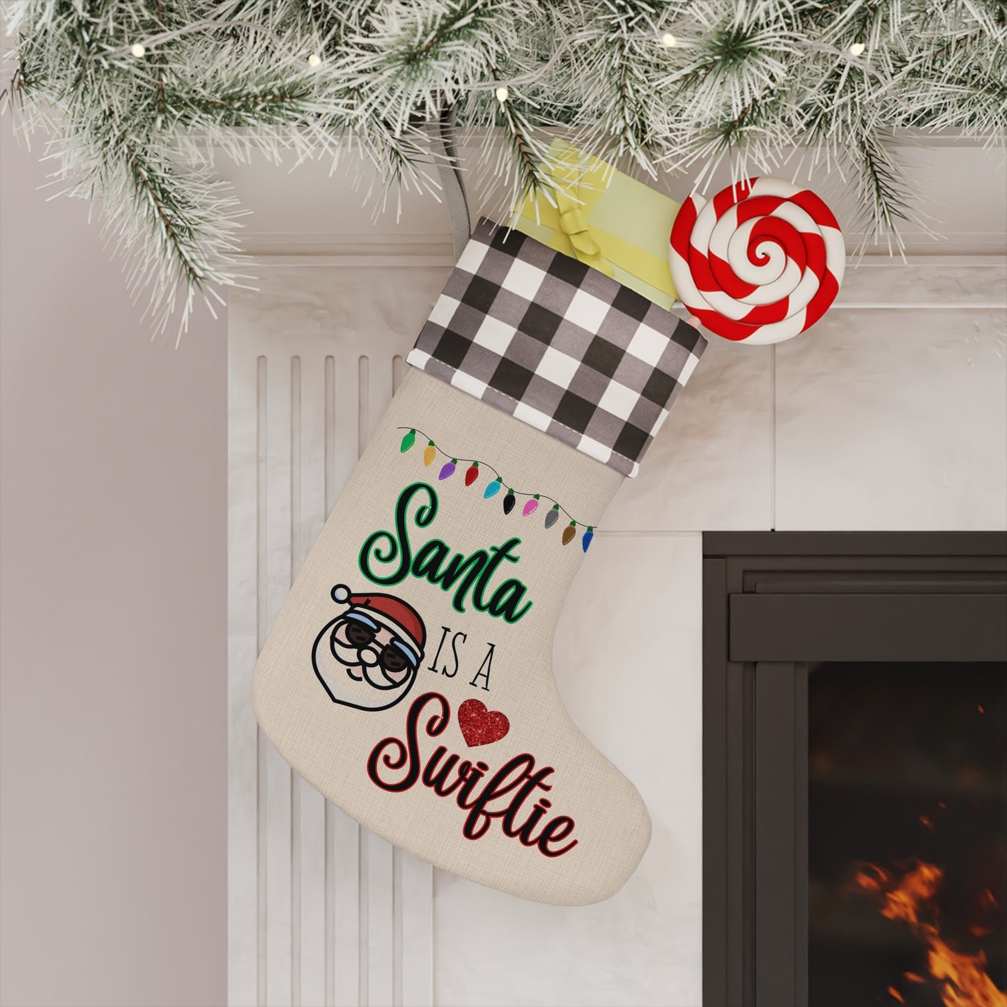 Santa is a Swiftie Holiday Stocking, Taylor Swift Fan Christmas Stocking, Swiftie Christmas Gift