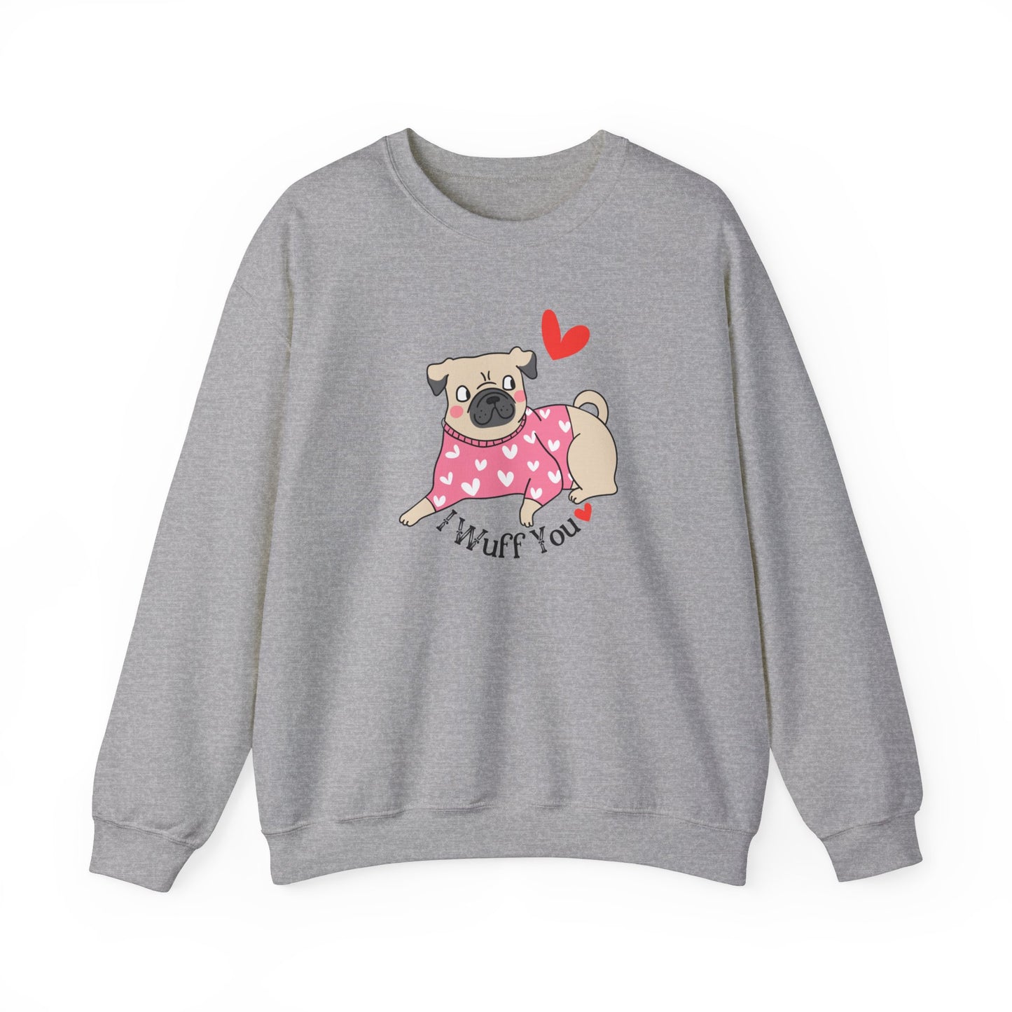 I Wuff You Valentines Day Unisex Heavy Blend Crewneck Sweatshirt, Dog Valentines Shirt, Gift for Her or Him for Valentines Day
