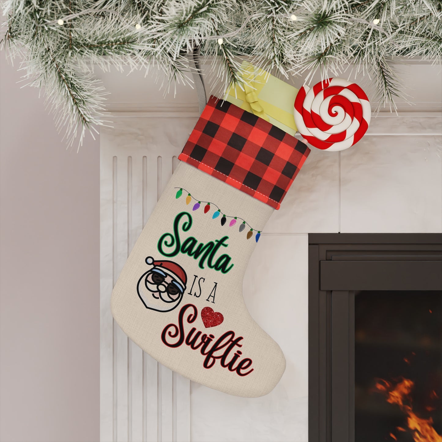 Santa is a Swiftie Holiday Stocking, Taylor Swift Fan Christmas Stocking, Swiftie Christmas Gift