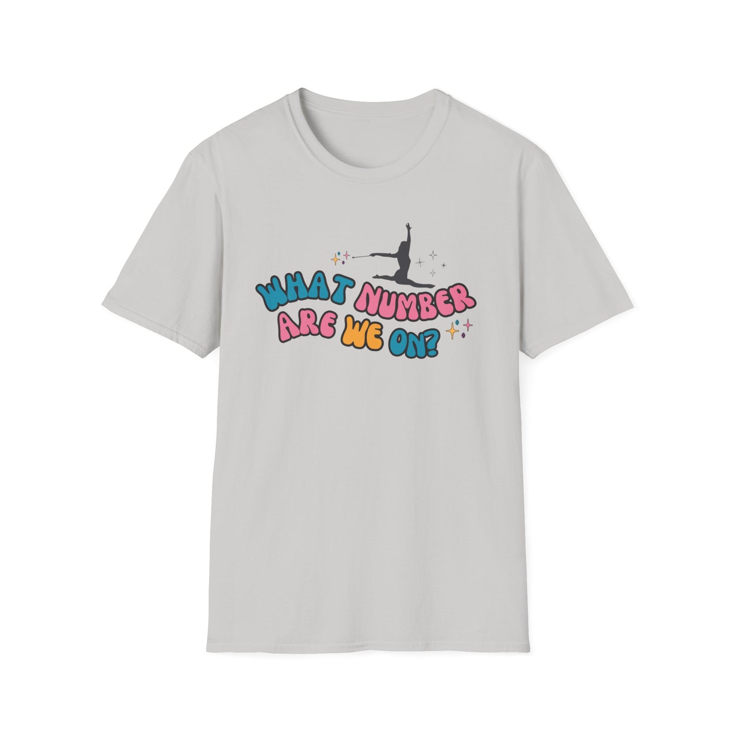 What Number Are We On Twirler Unisex Softstyle T-Shirt, Baton Twirler Gift for Competition, Birthday Gift for Twirl Mom