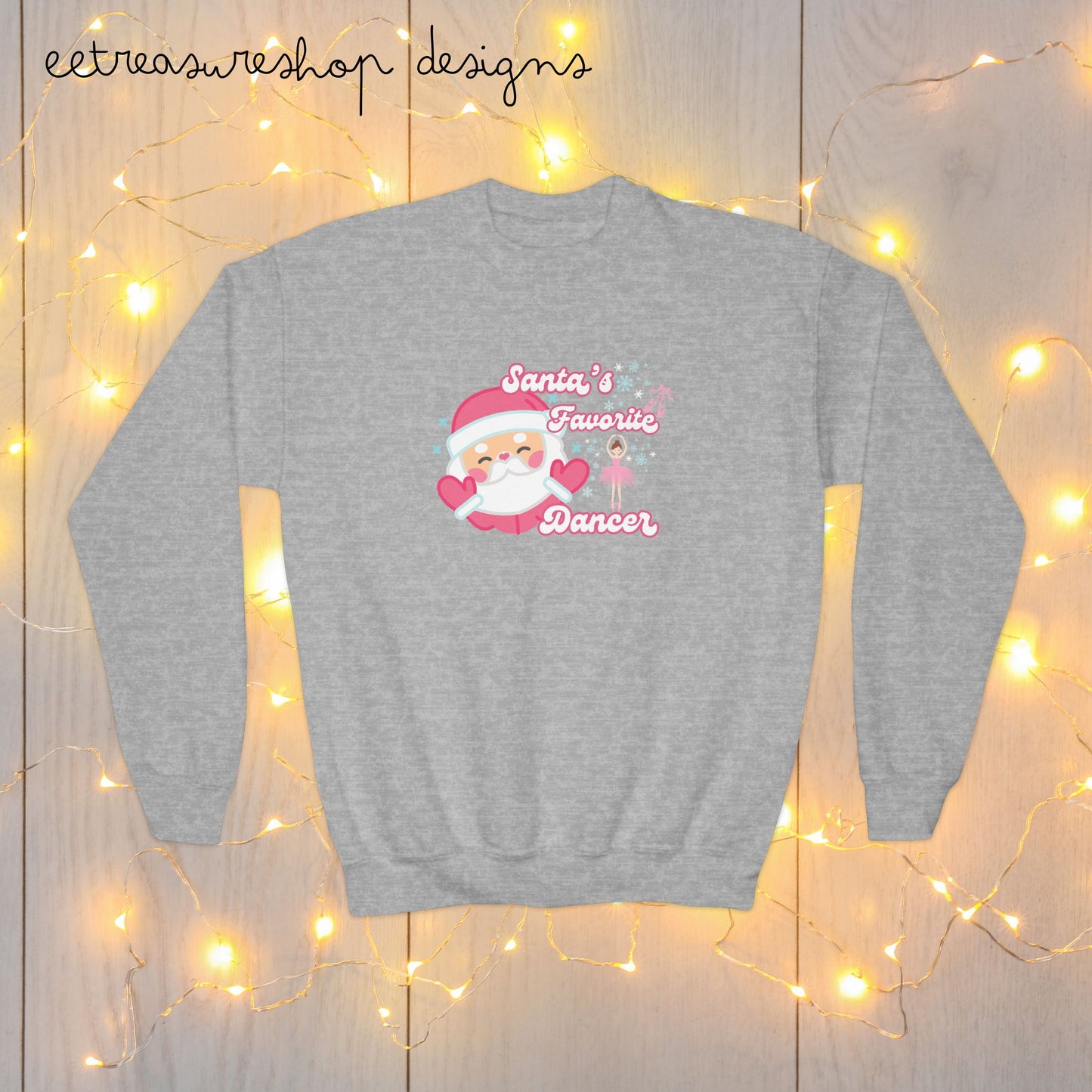 Dancer Christmas Gift Youth Sweatshirt, Santas Favorite Dancer, Holiday Dance Apparel, Festive Gift for Dancers, Crewneck Jumper for Teens