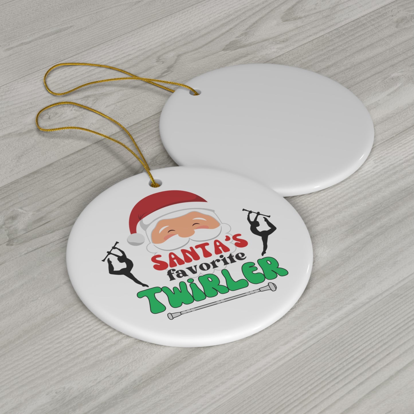 Santa's Favorite Twirler Ceramic Ornament, Circle, Snowflake Baton Twirler Christmas Gift, Holiday Ornament, Christmas Decoration
