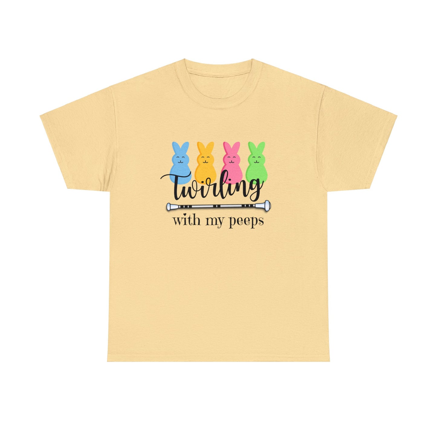 Twirling with My Peeps Unisex Heavy Cotton Tee, Easter Gift for Baton Twirler Daughter