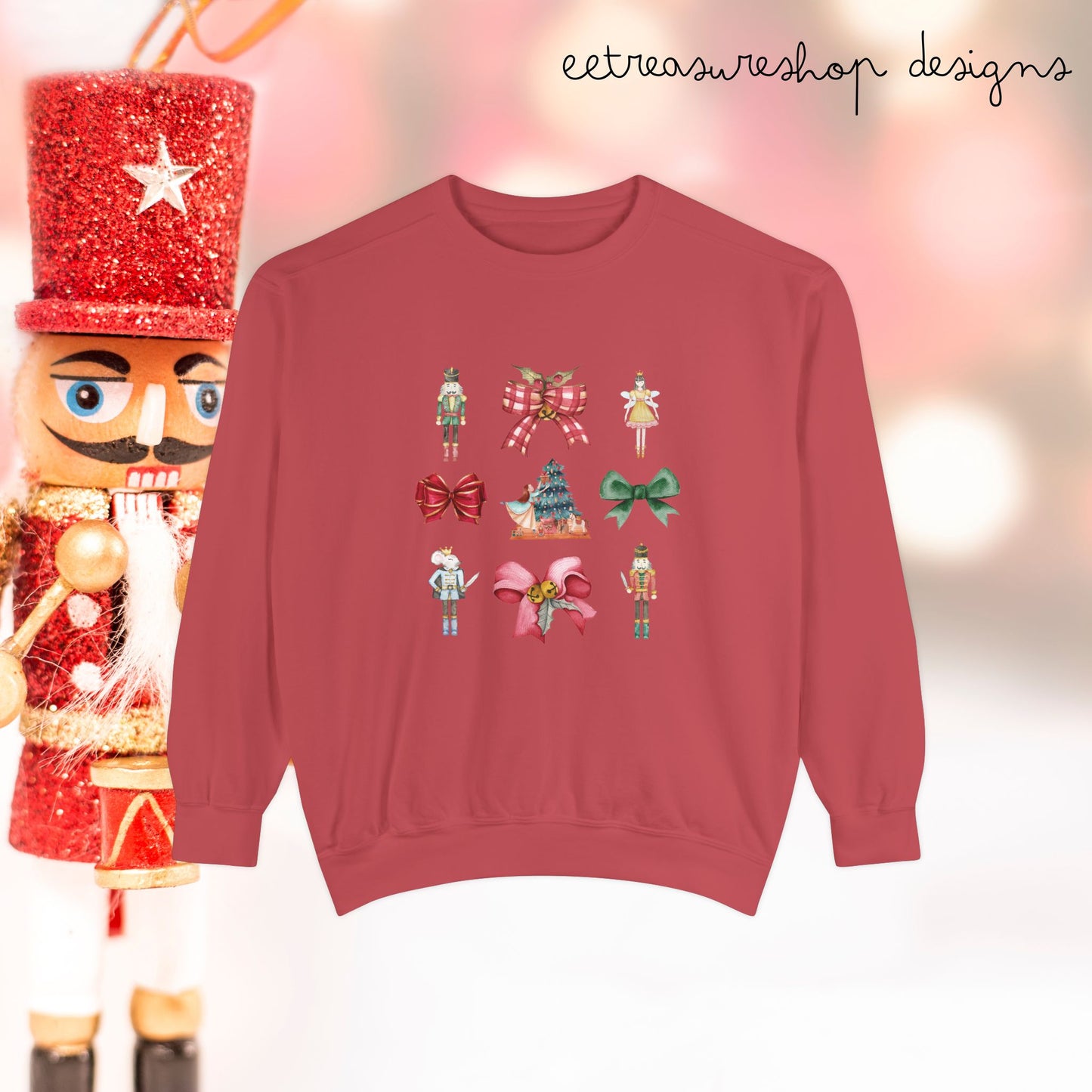 Nutcracker Christmas Bows Sweatshirt, Comfort Colors, Holiday Pullover, Festive Shirt, Winter Sweater, Christmas Apparel