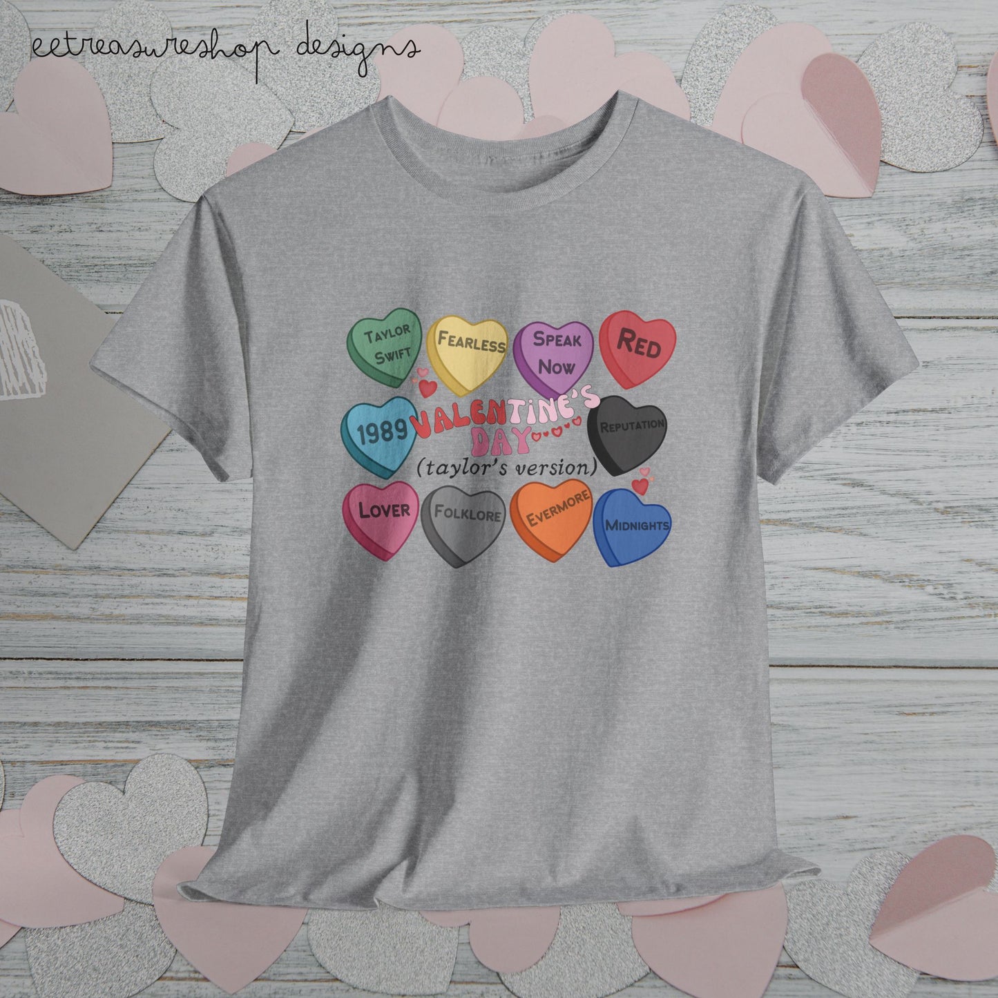 Valentines Day Taylor’s Version Candy Hearts Eras Unisex Heavy Cotton Tee
