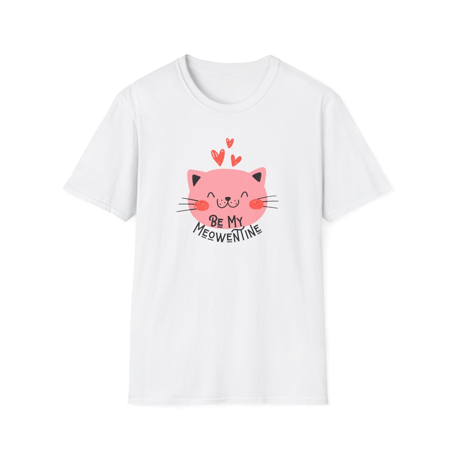 Be My Meowentine Unisex Softstyle T-Shirt, Cat Valentines Day T-Shirt, Gift for Her or Him for Valentines Day