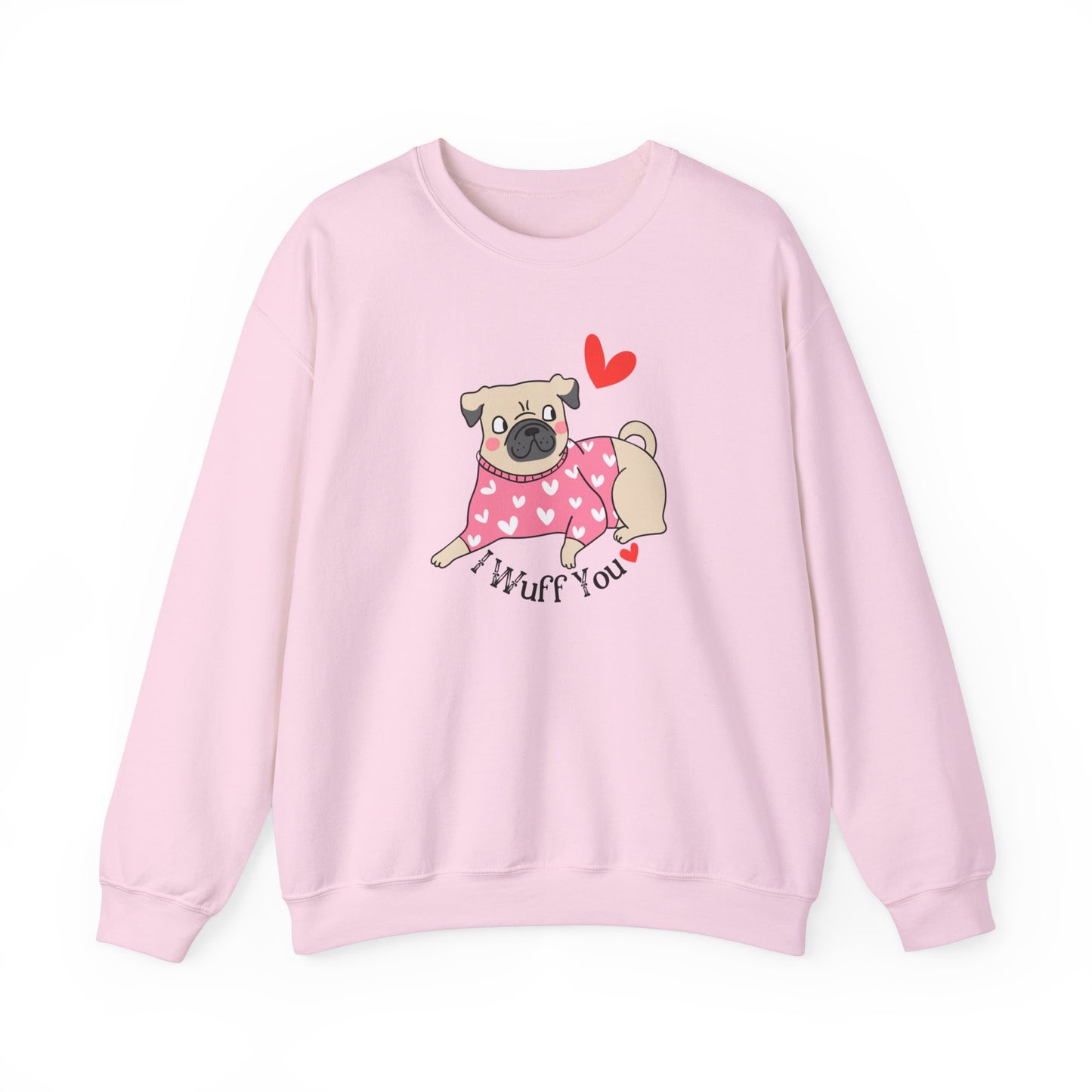 I Wuff You Valentines Day Unisex Heavy Blend Crewneck Sweatshirt, Dog Valentines Shirt, Gift for Her or Him for Valentines Day