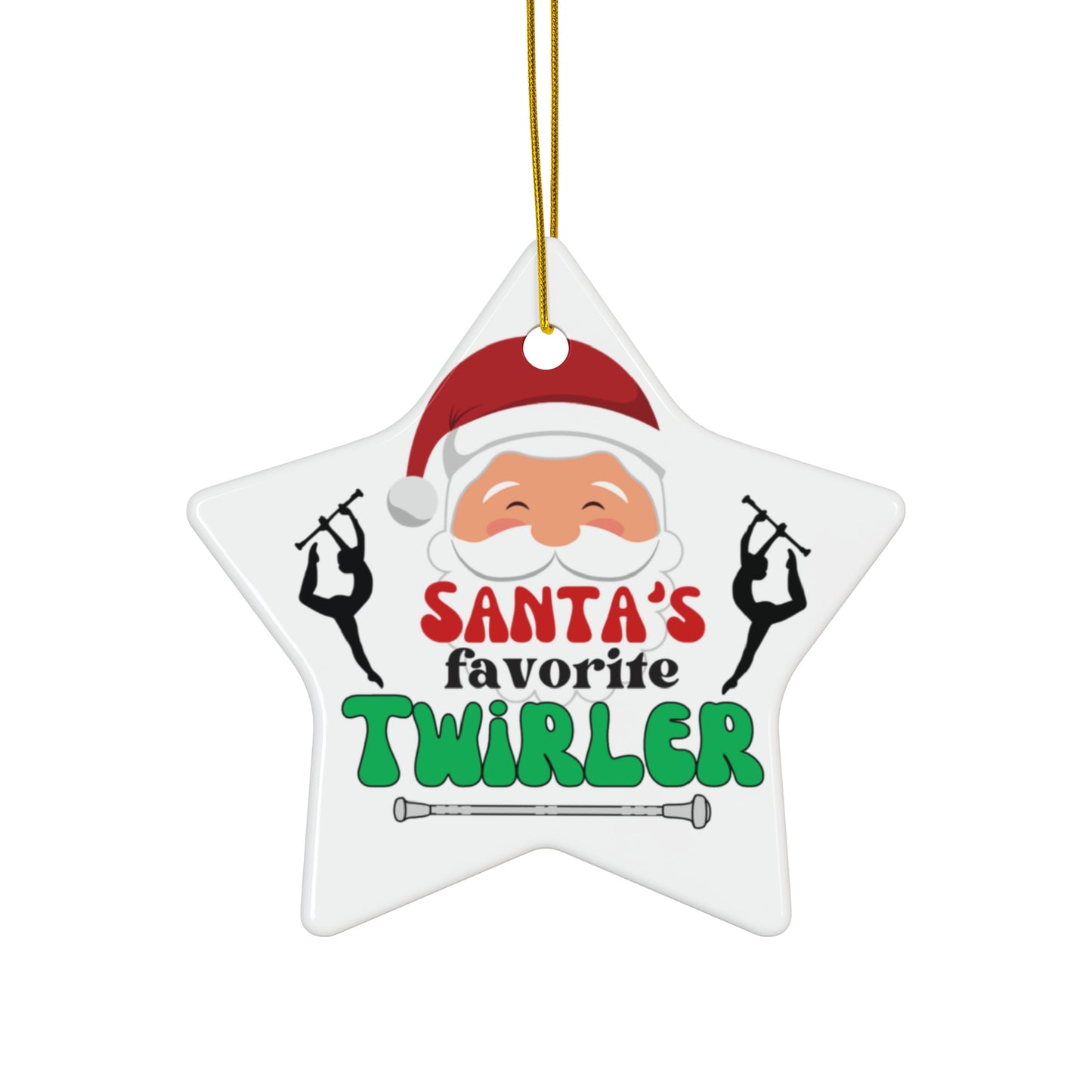 Santa's Favorite Twirler Ceramic Ornament, Circle, Snowflake Baton Twirler Christmas Gift, Holiday Ornament, Christmas Decoration
