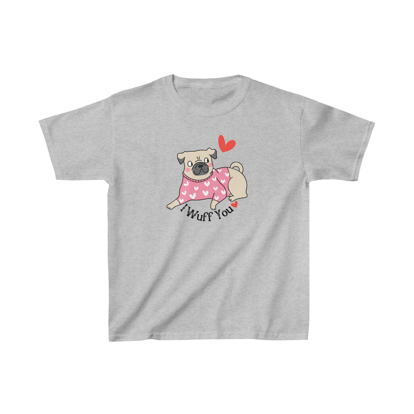 I Wuff You Kids Heavy Cotton Gildan Tee, Dog Valentines T-shirt, Kids Valentine Gift