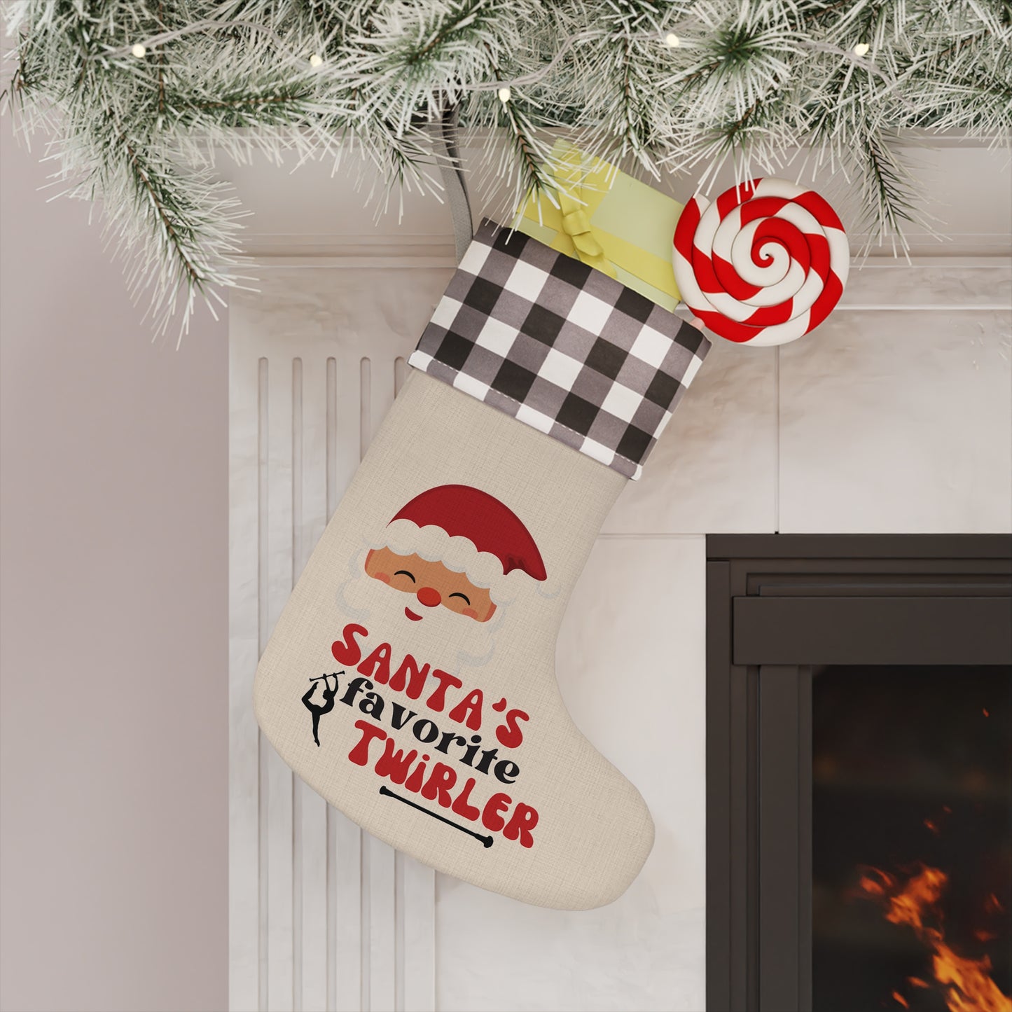 Twirler Christmas Stocking, Majorette Holiday Stocking, Christmas Decoration, Santas Favorite Twirler Stocking, Baton Twirler Gift